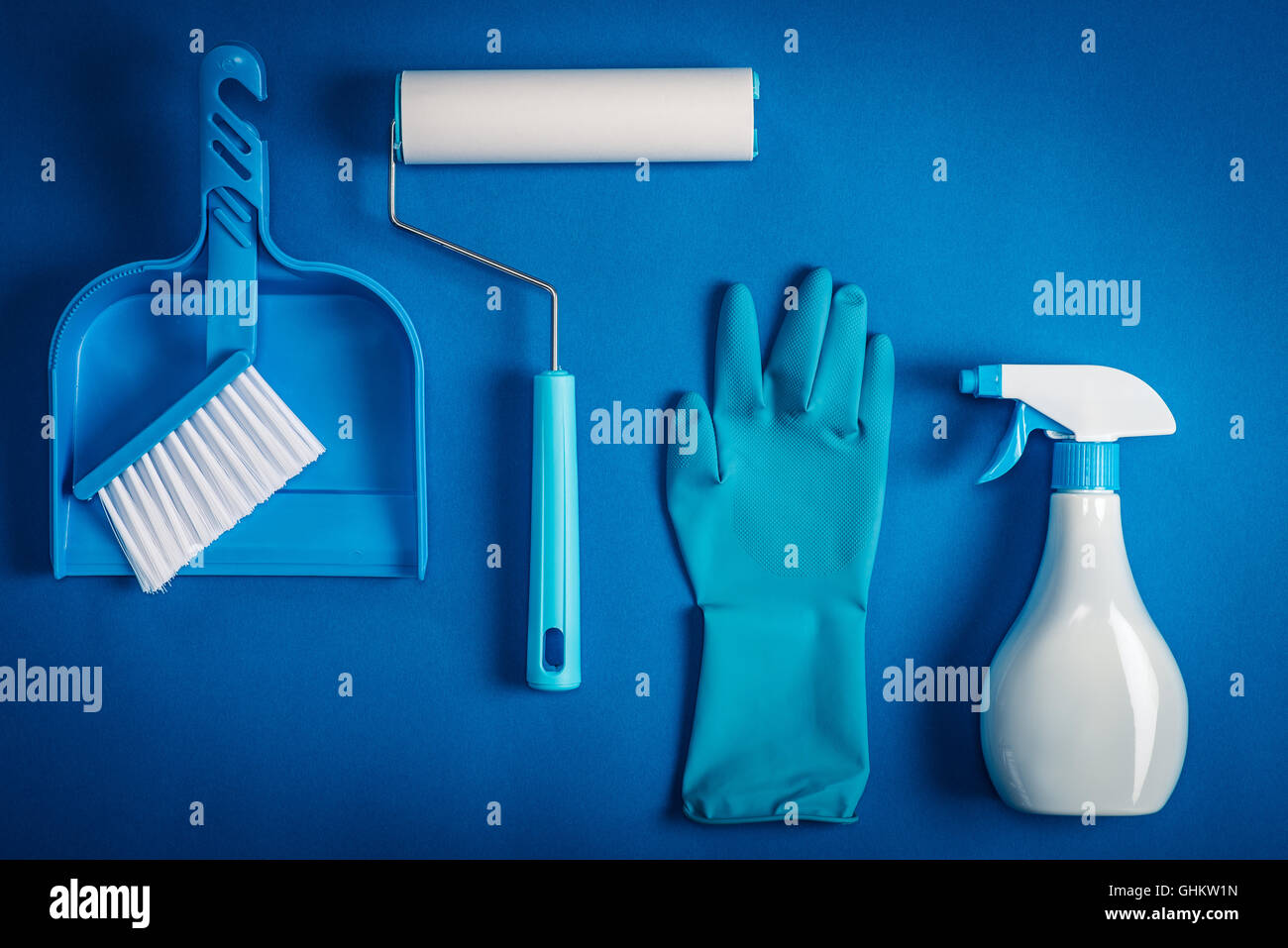 Cleaning tools layout Stock Photo