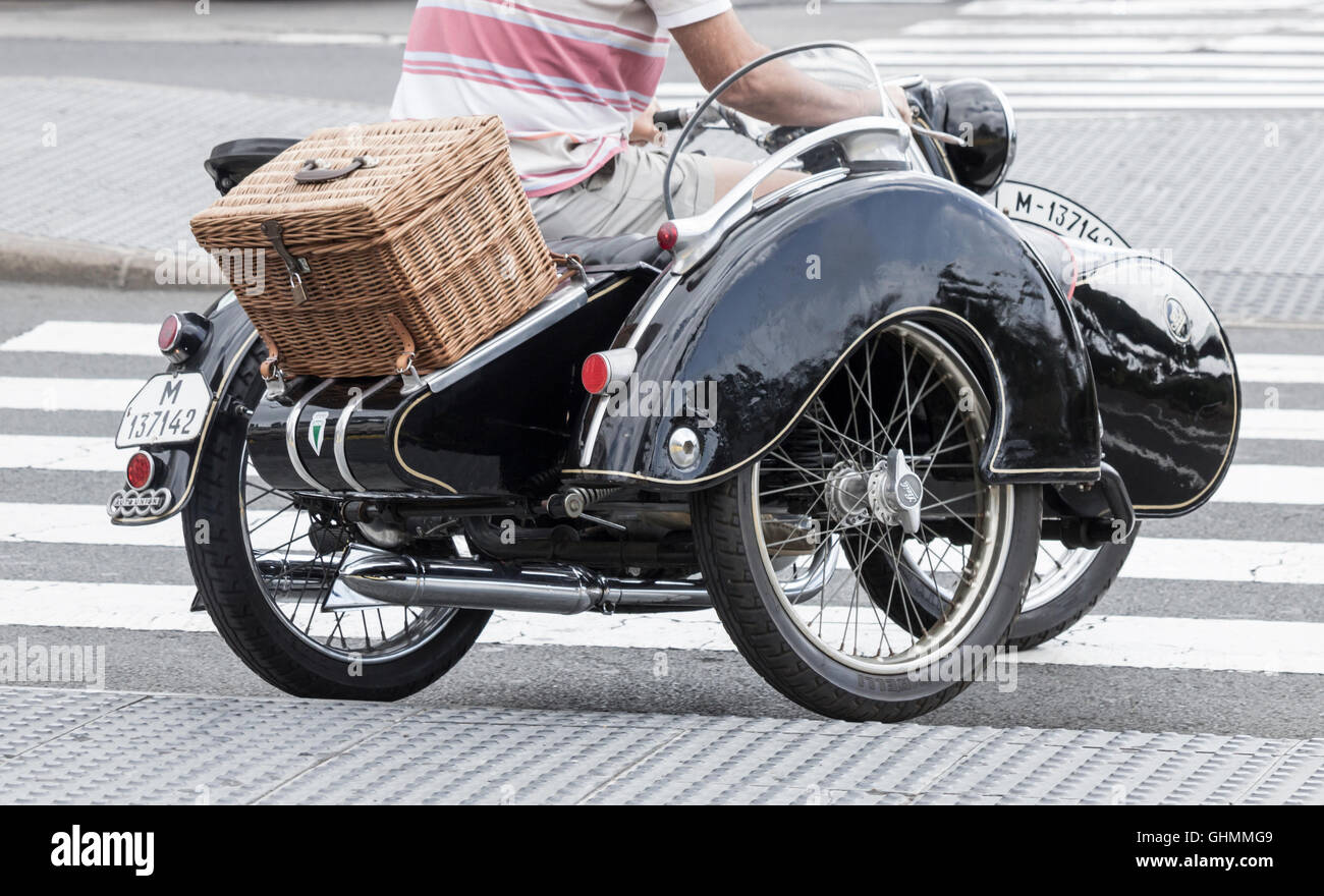DKW Auto Union motorcycle with sidecar at classic bike rally. Stock Photo