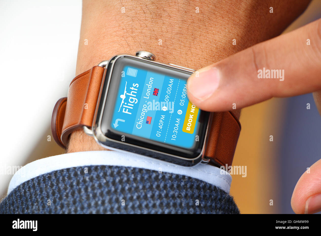 Businessman using app with his smartwatch Stock Photo Alamy