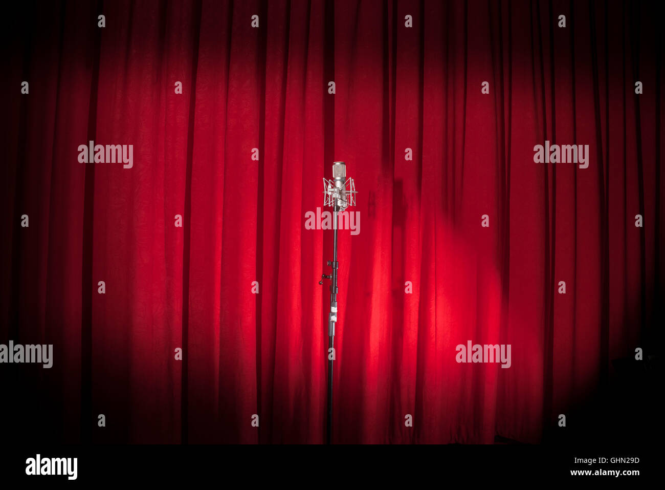 Microphone on a stage Stock Photo Alamy