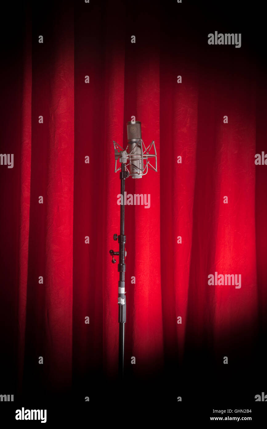 Microphone on a stage Stock Photo Alamy