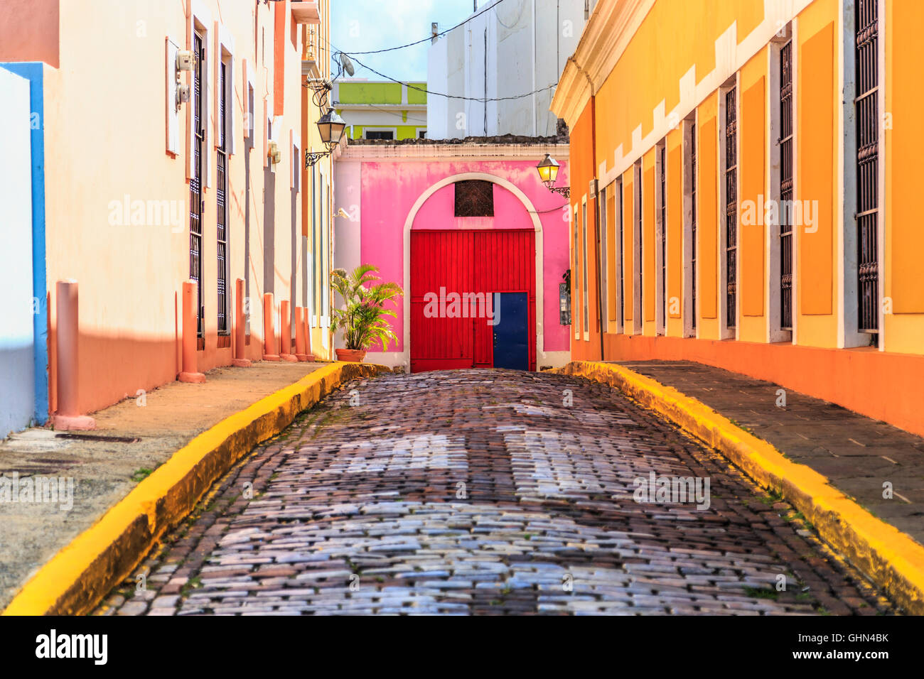 Colorful Colonial Buildings in Old San Juan, Puerto Rico, with ...