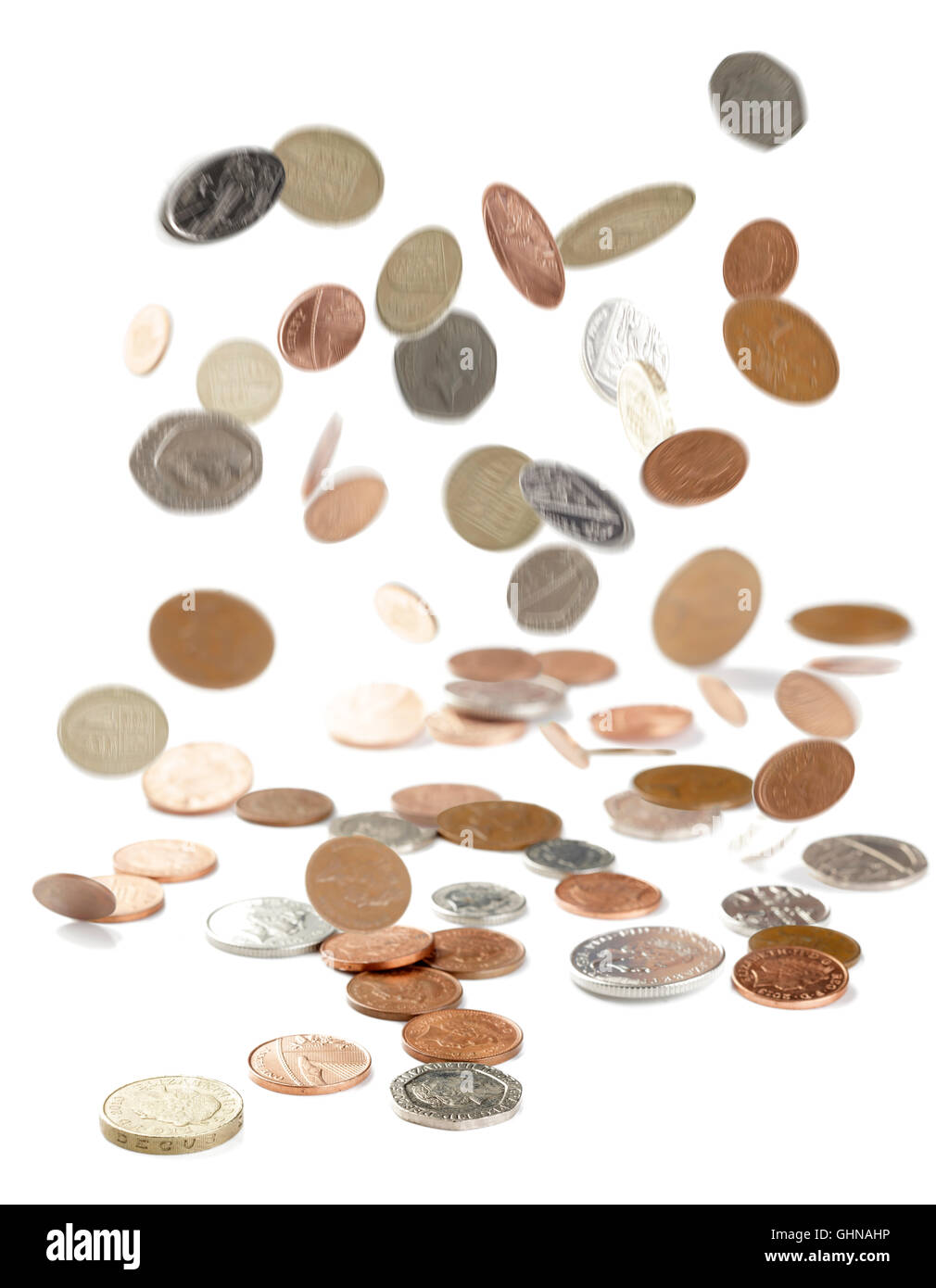 falling sterling coins Stock Photo