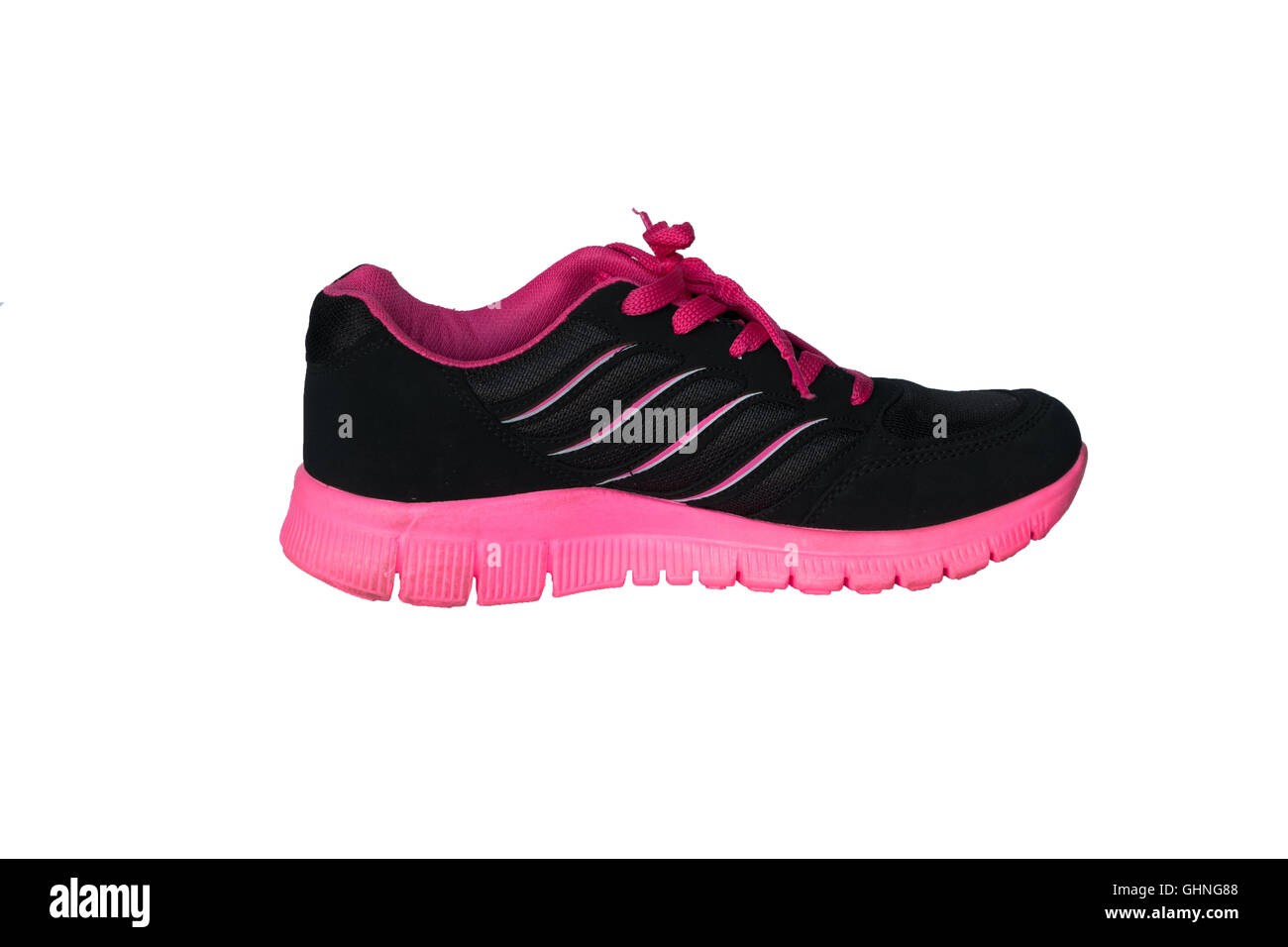 side view of pink sport shoe on white background Stock Photo - Alamy