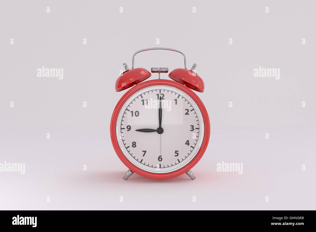 3d rendering of a red alarm clock on a white background Stock Photo - Alamy