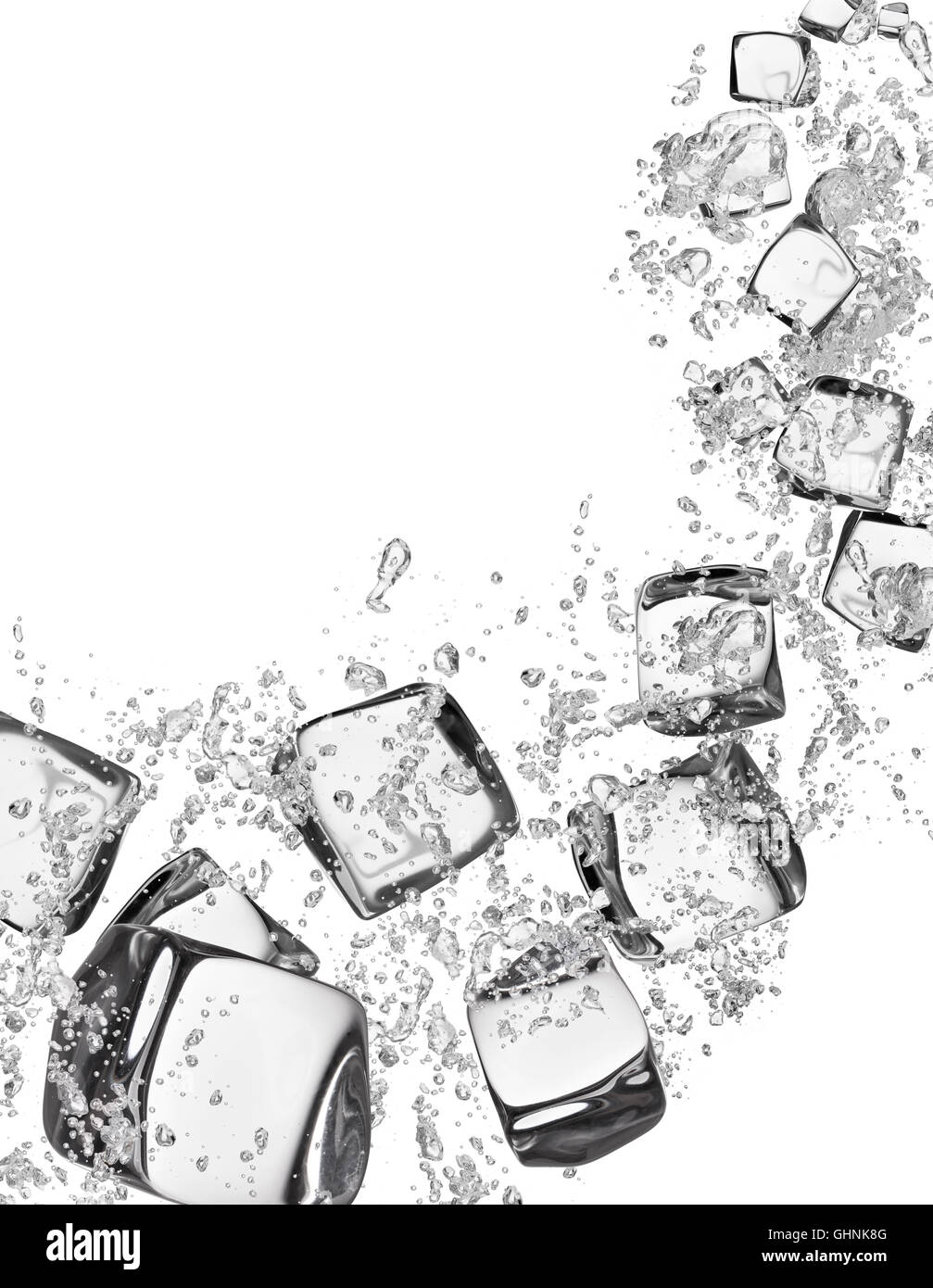 ice cubes with water splashes isolated on white background Stock Photo ...