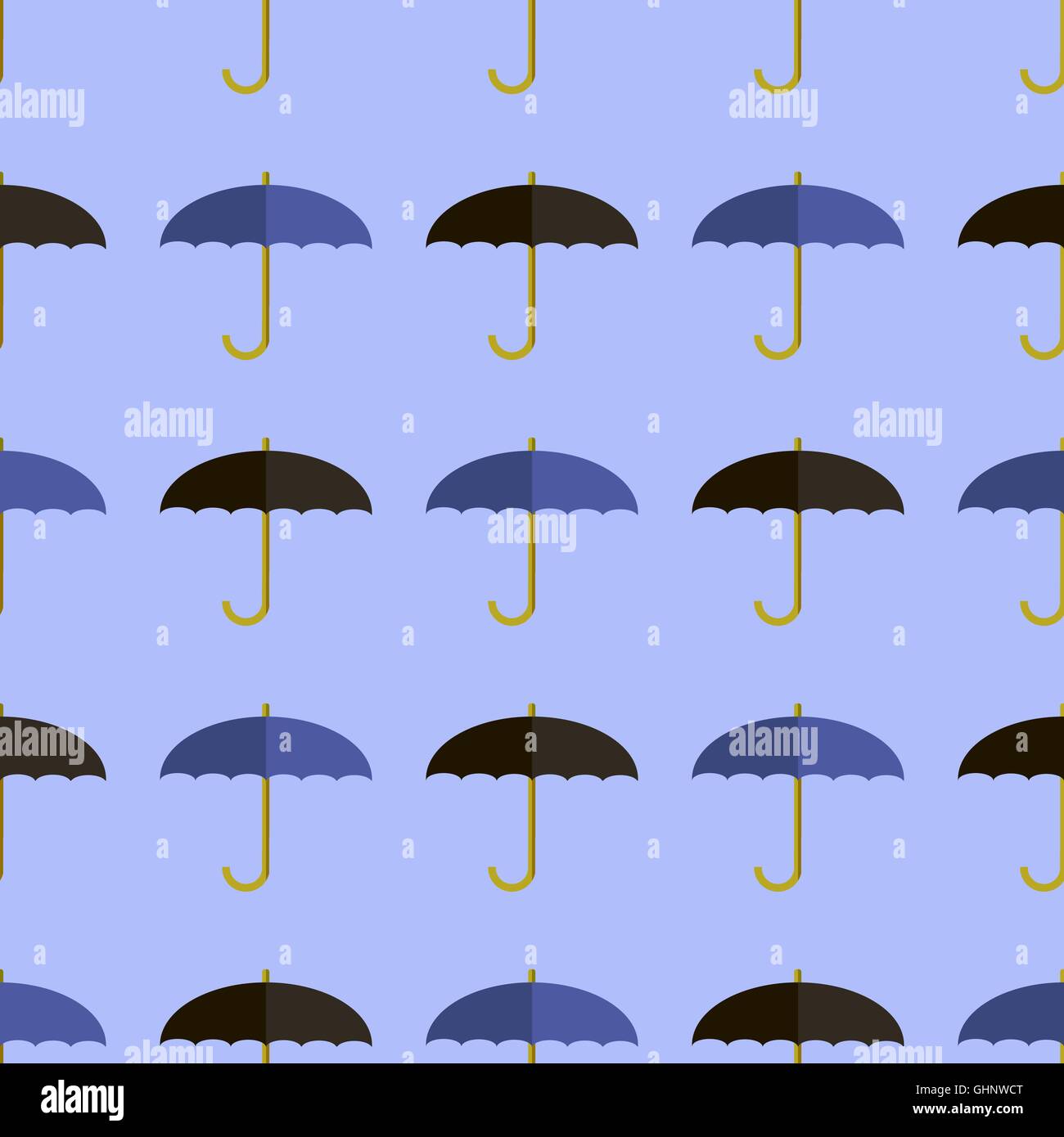 Vector Black Blue Umbrella Seamless Pattern Stock Vector Image & Art ...