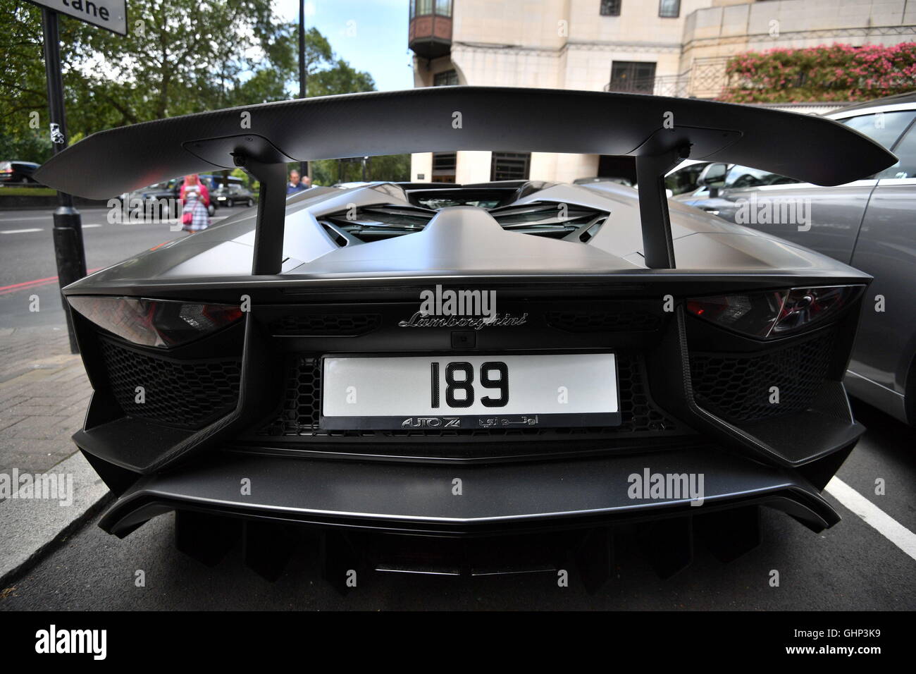 A foreign registered parked outside the Dorchester in