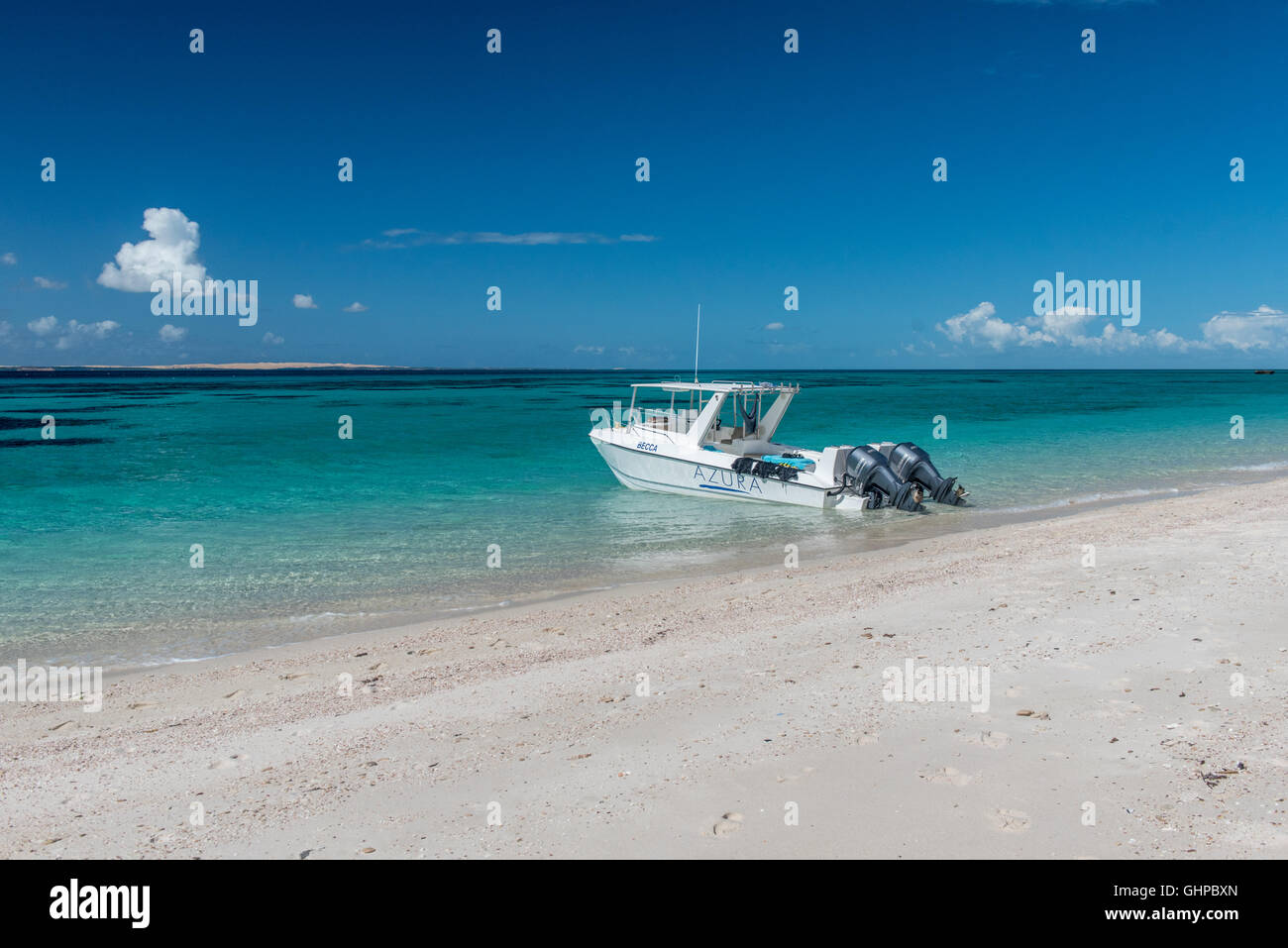 Coral sand beach on Paradise Island in the Bazaruto Archipelago Mozambique Stock Photo