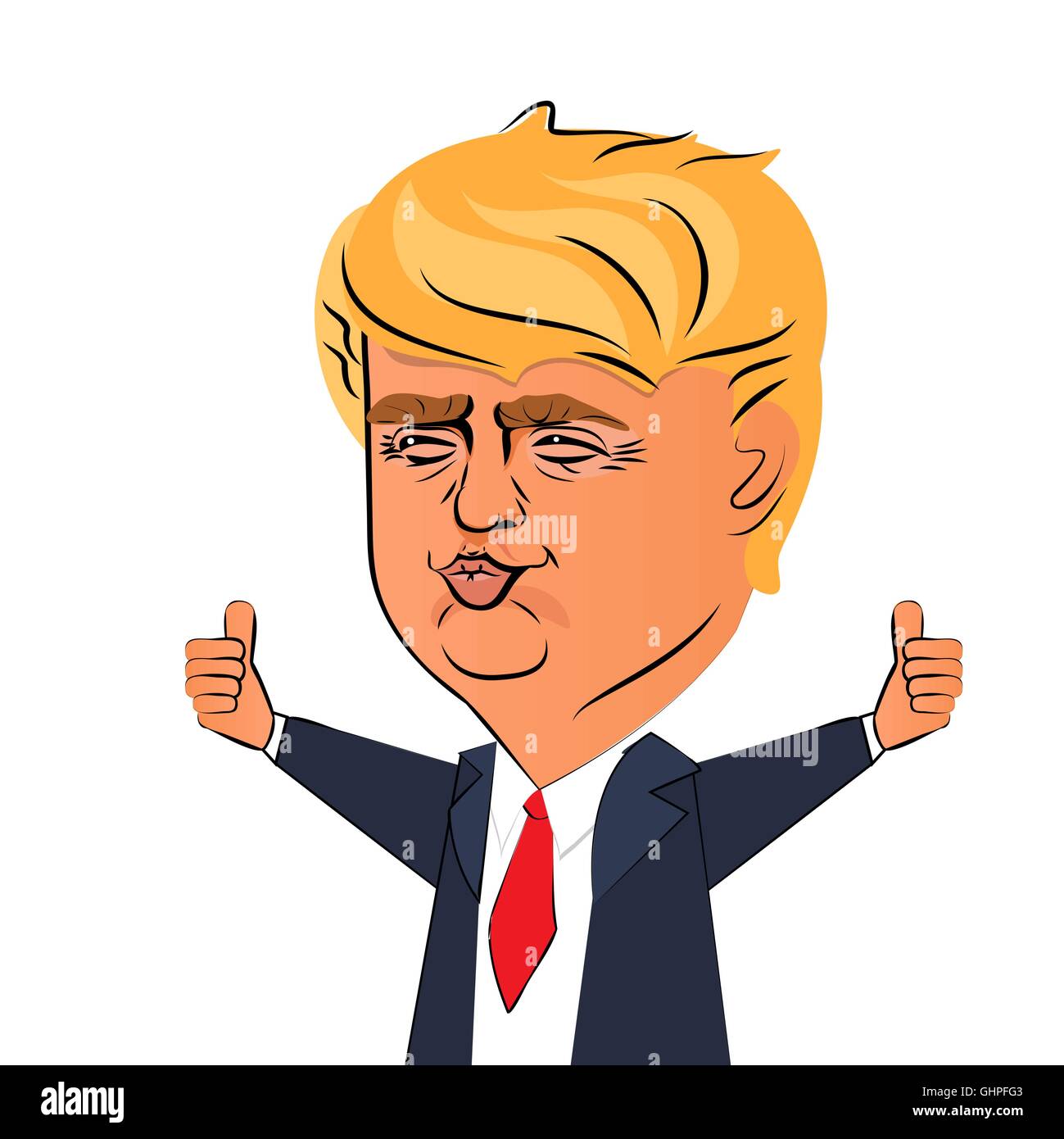 August 10, 2016 Donald Trump thumb up Stock Vector