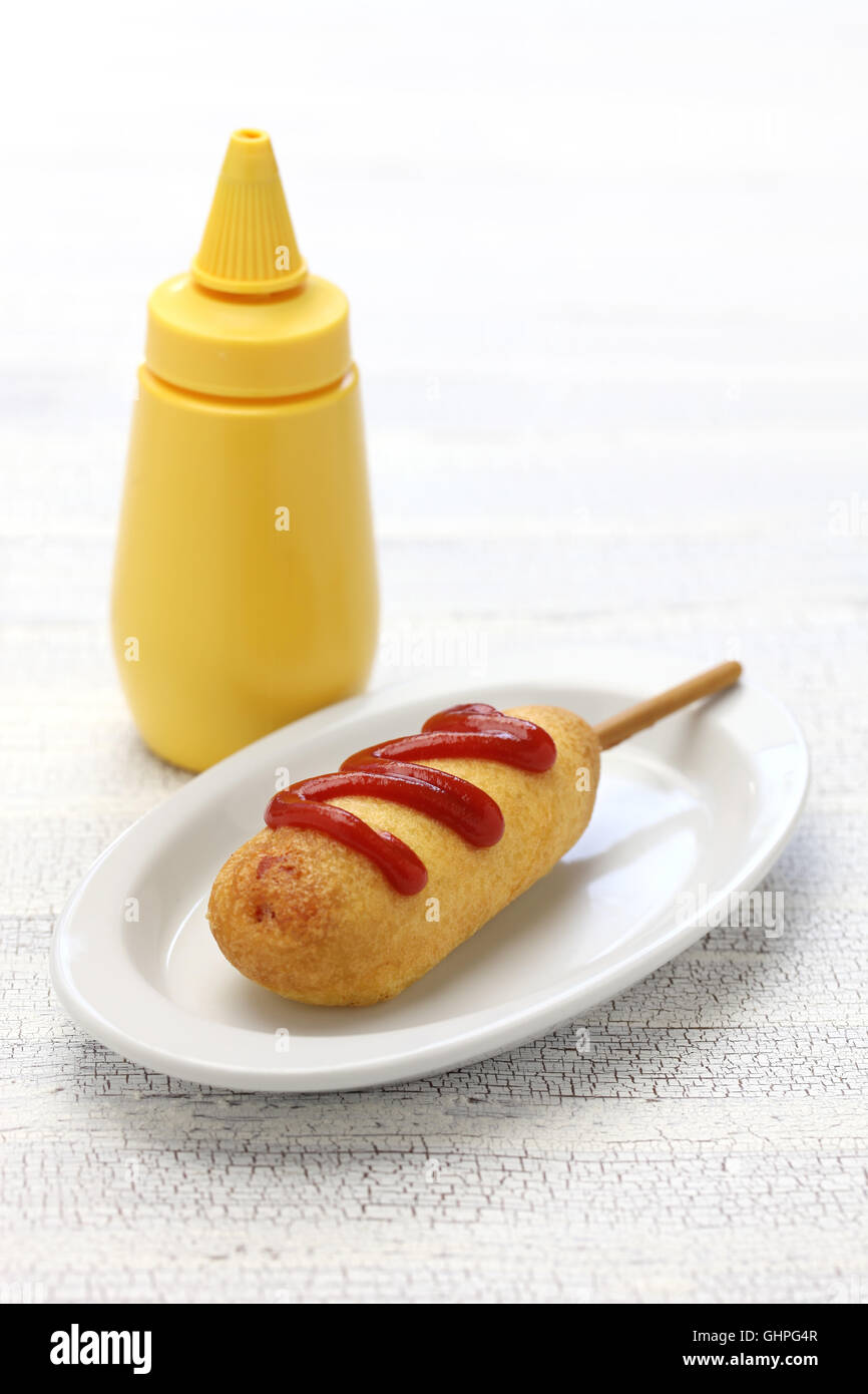 homemade corn dog isolated Stock Photo