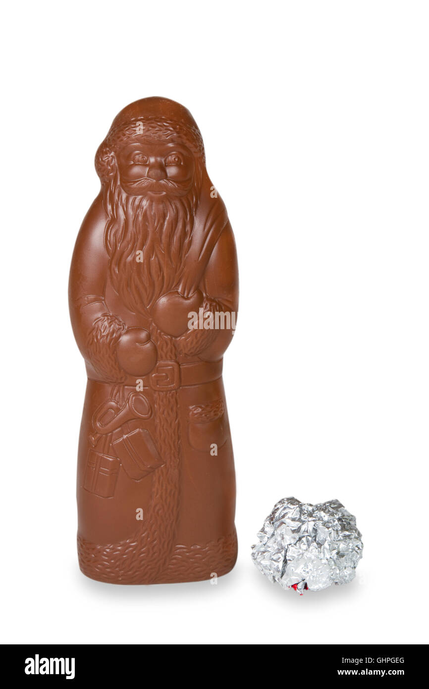 Chocolate Santa isolated on white background Stock Photo - Alamy