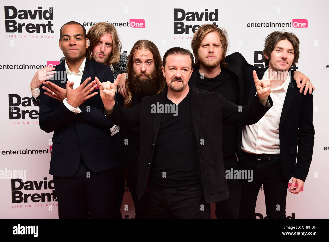 Ricky Gervais and his band attending the world premiere of David Brent