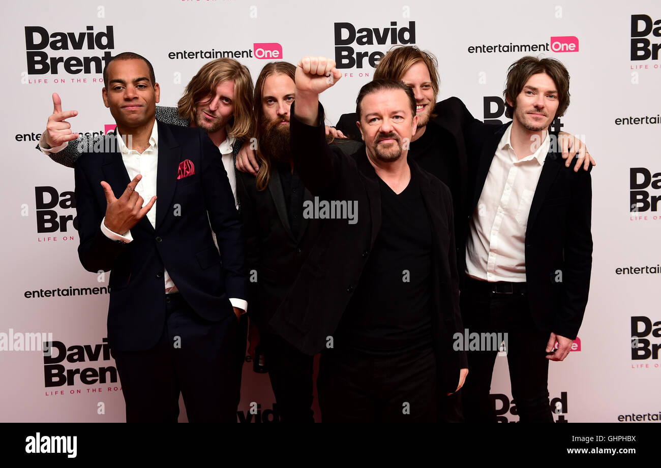 Ricky Gervais and his band attending the world premiere of David Brent