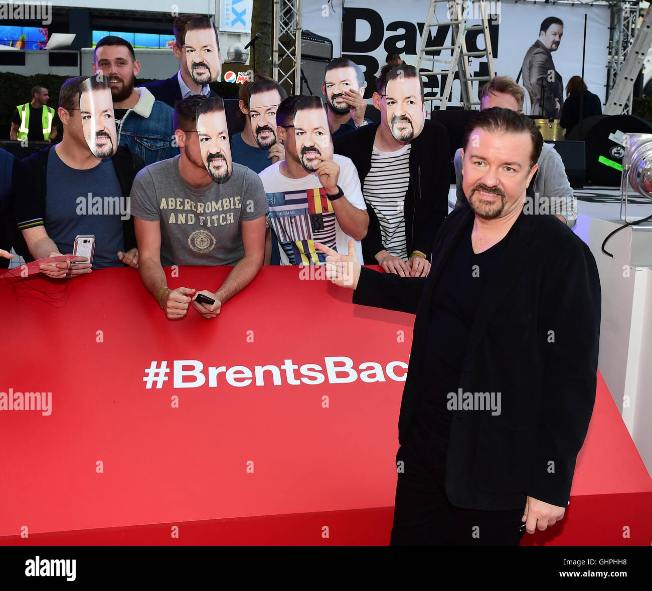 Ricky Gervais and fans attending the world premiere of David Brent
