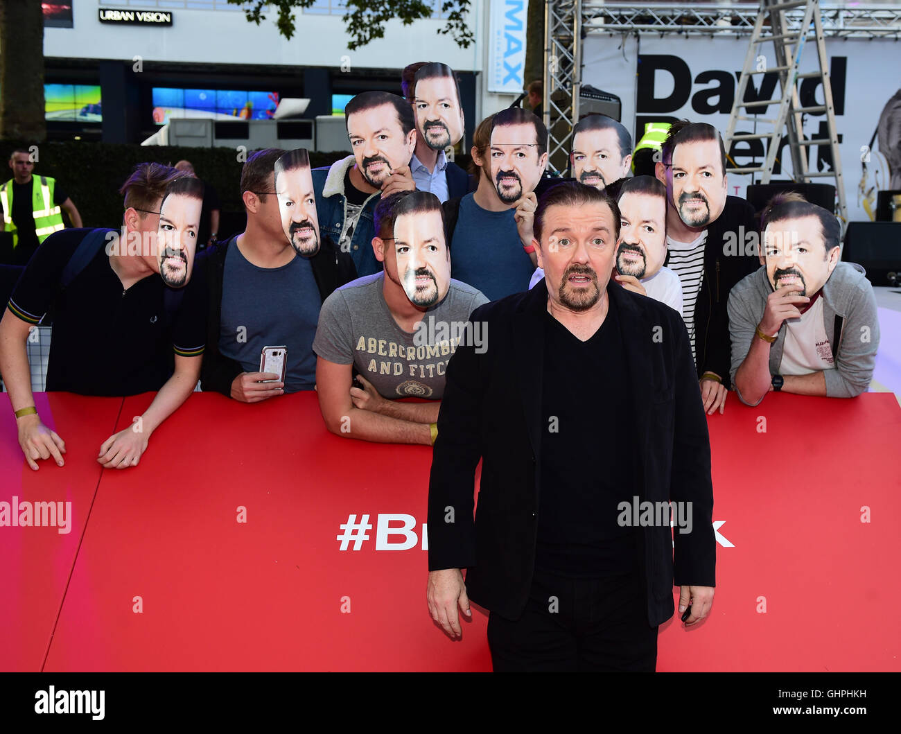 Ricky Gervais and fans attending the world premiere of David Brent