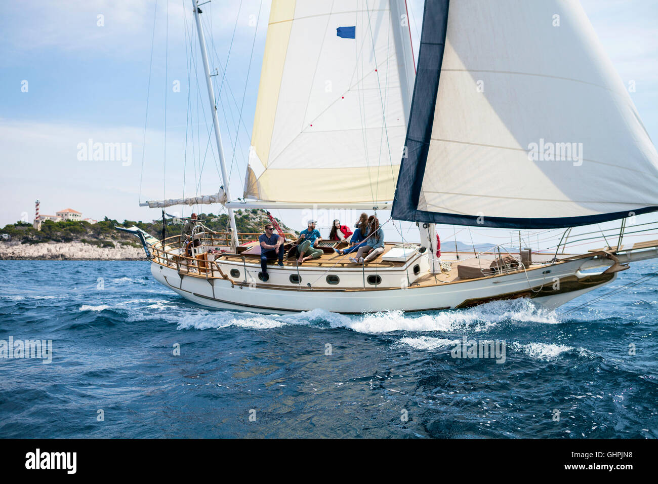 Adriatic Sea with sailing ship Stock Photo