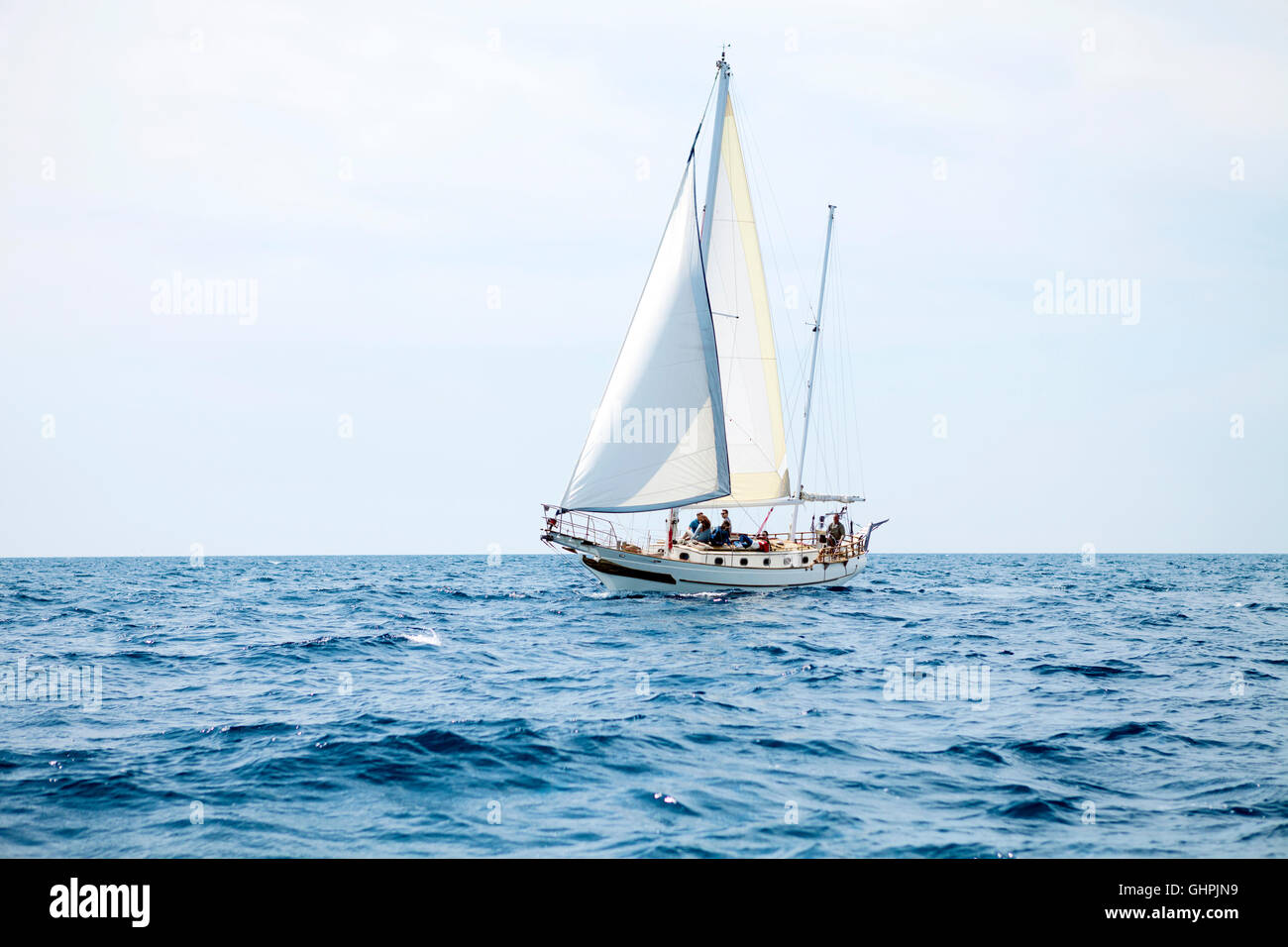 View of Adriatic Sea with sailing ship Stock Photo