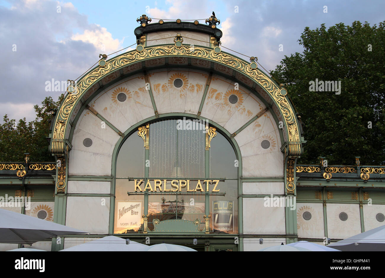 Art Nouveau Karlsplatz Cafe designed by Otto Wagner as an underground railway station in Vienna Stock Photo