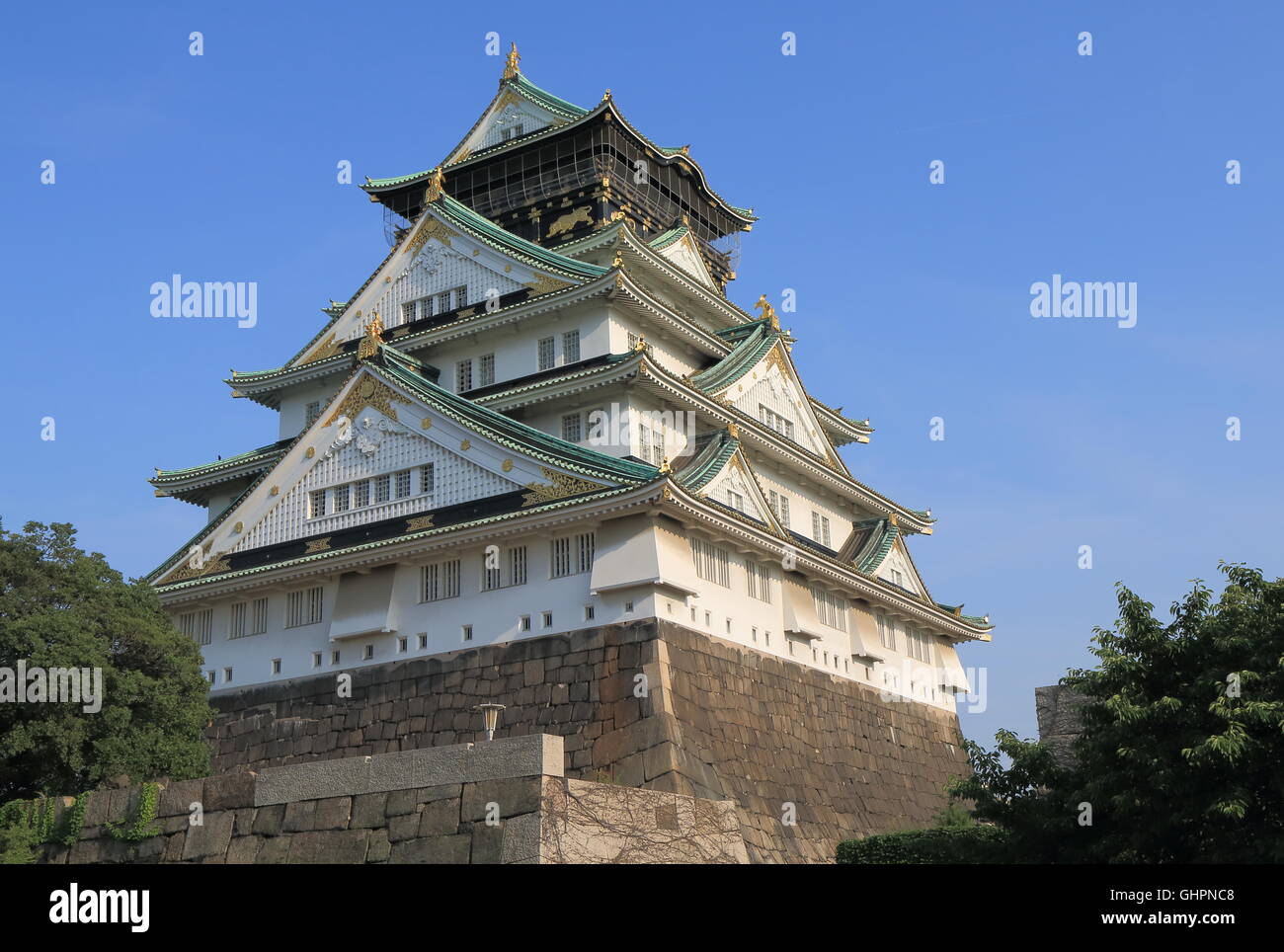 Osaka Castle in Osaka Japan. Stock Photo