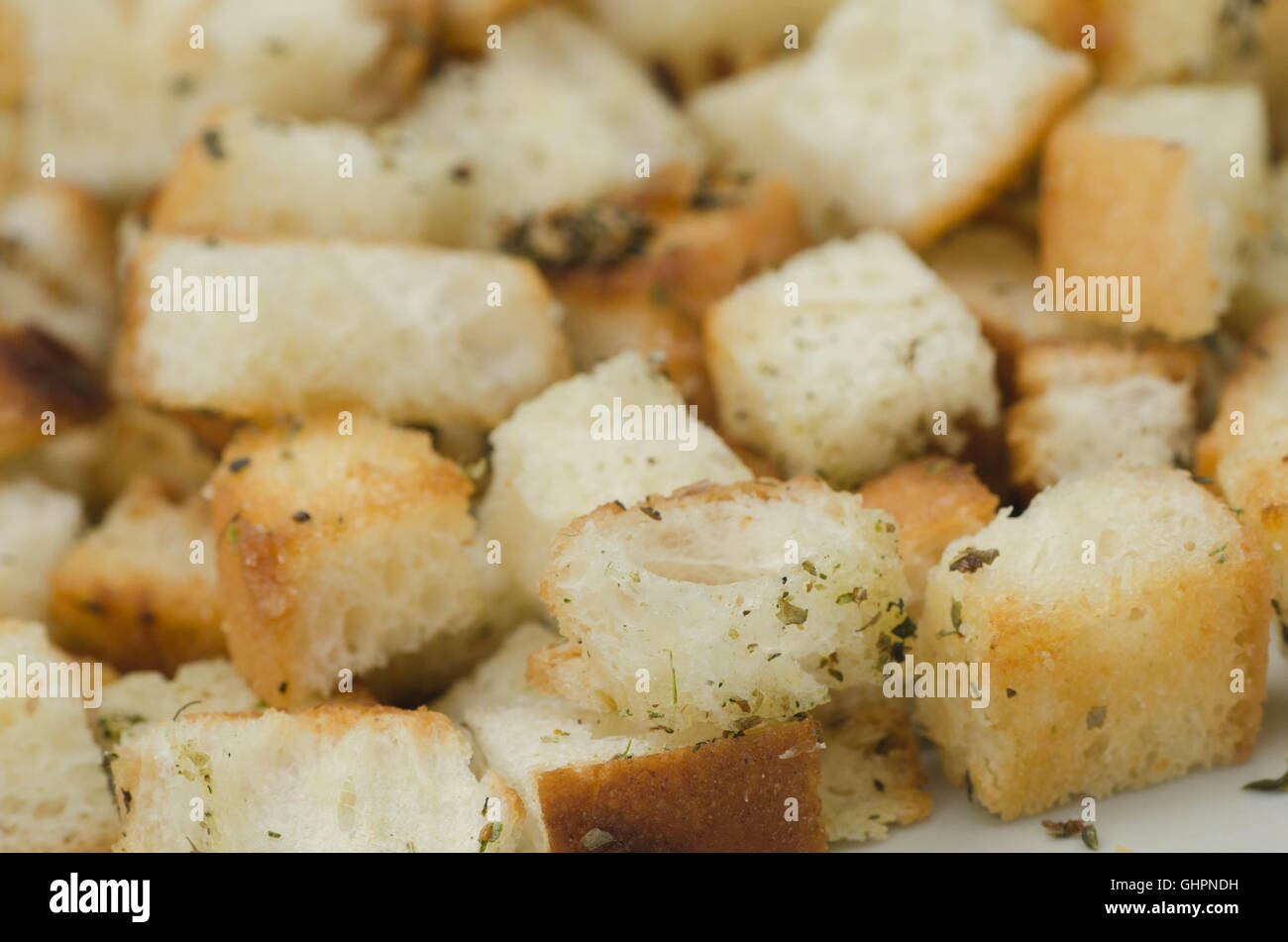 group of fresh croutons on plate Stock Photo Alamy