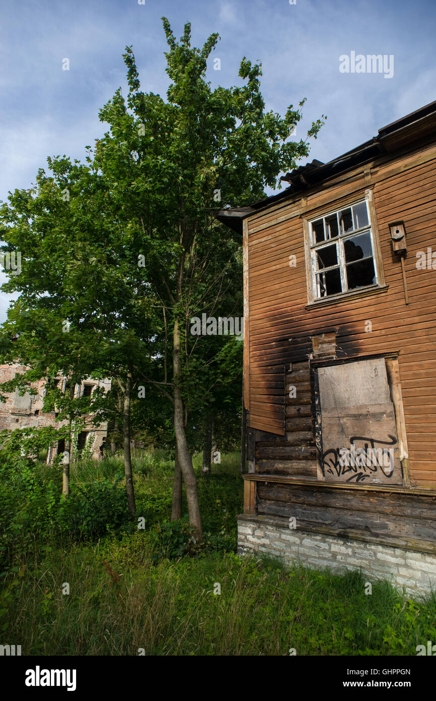 Old abandoned soviet labor neighborhood Kopli in Tallinn, Estonia will host the European Presidency in first half of 2016 Stock Photo
