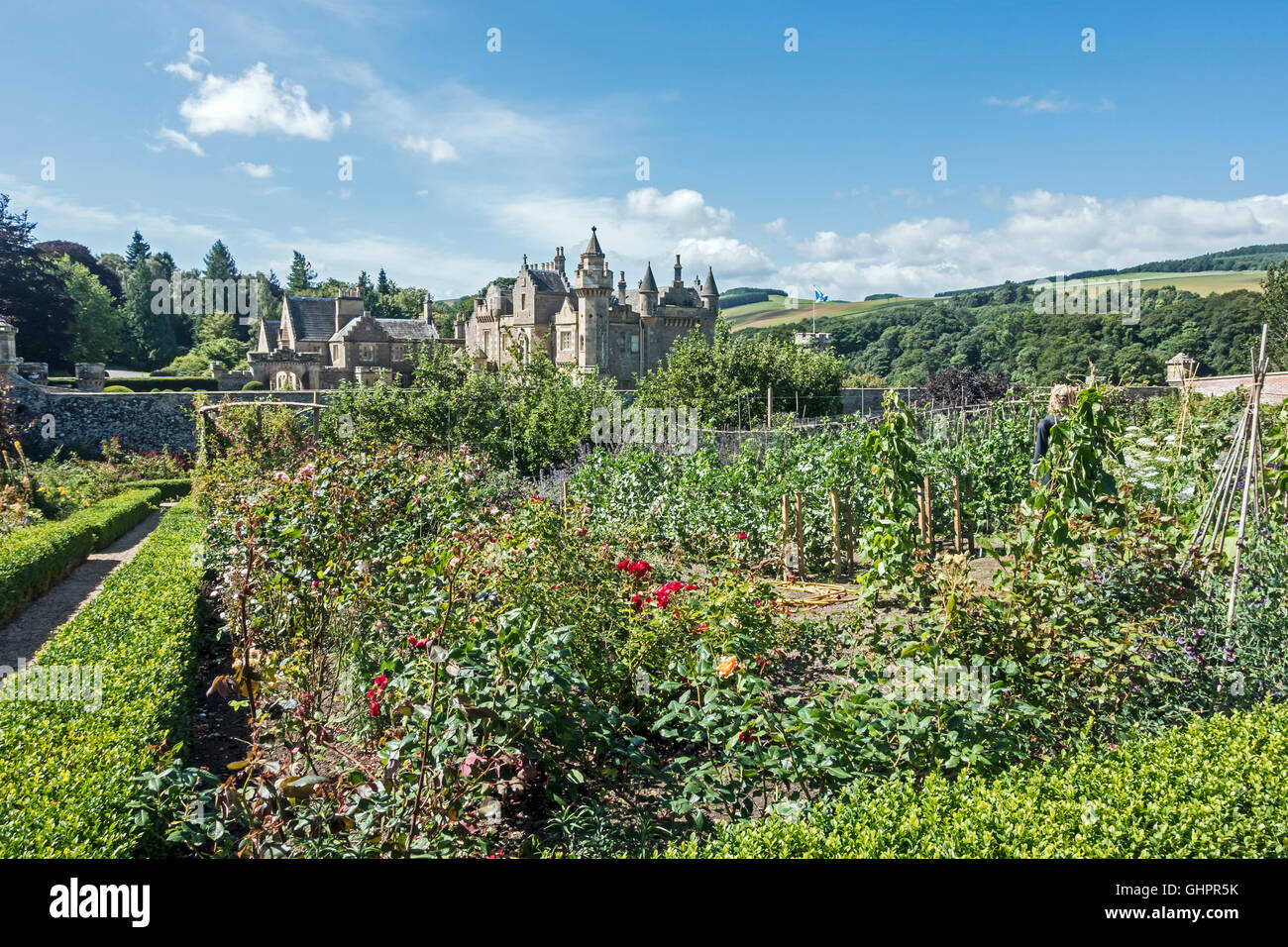 Garden at Abbotsford House home of Sir Walter Scott in Melrose Scottish Borders Scotland Stock Photo
