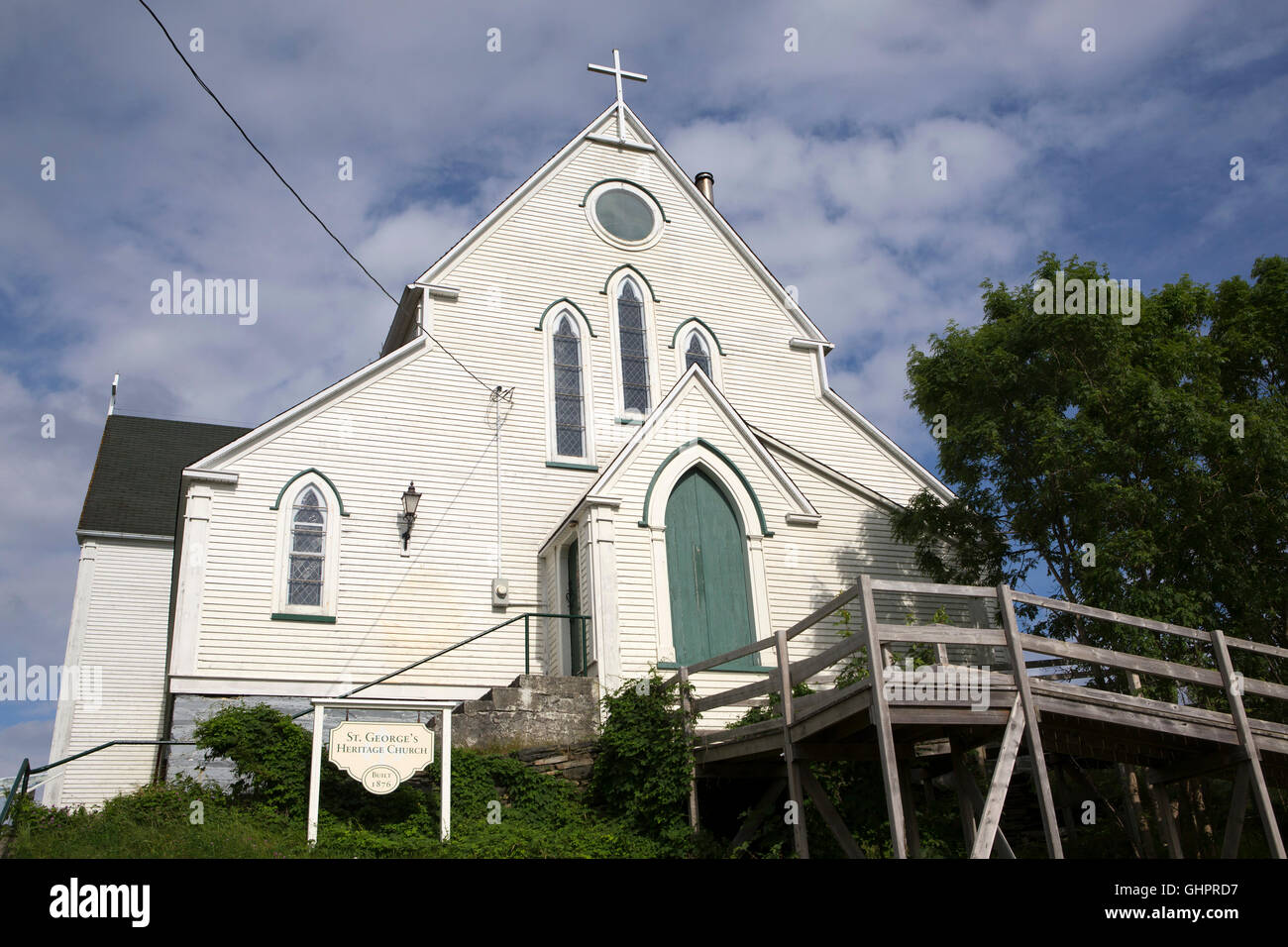 St George's Anglican Church at Brigus in Newfoundland and Labrador, Canada. The building held its frist service in 1877 and is a Stock Photo