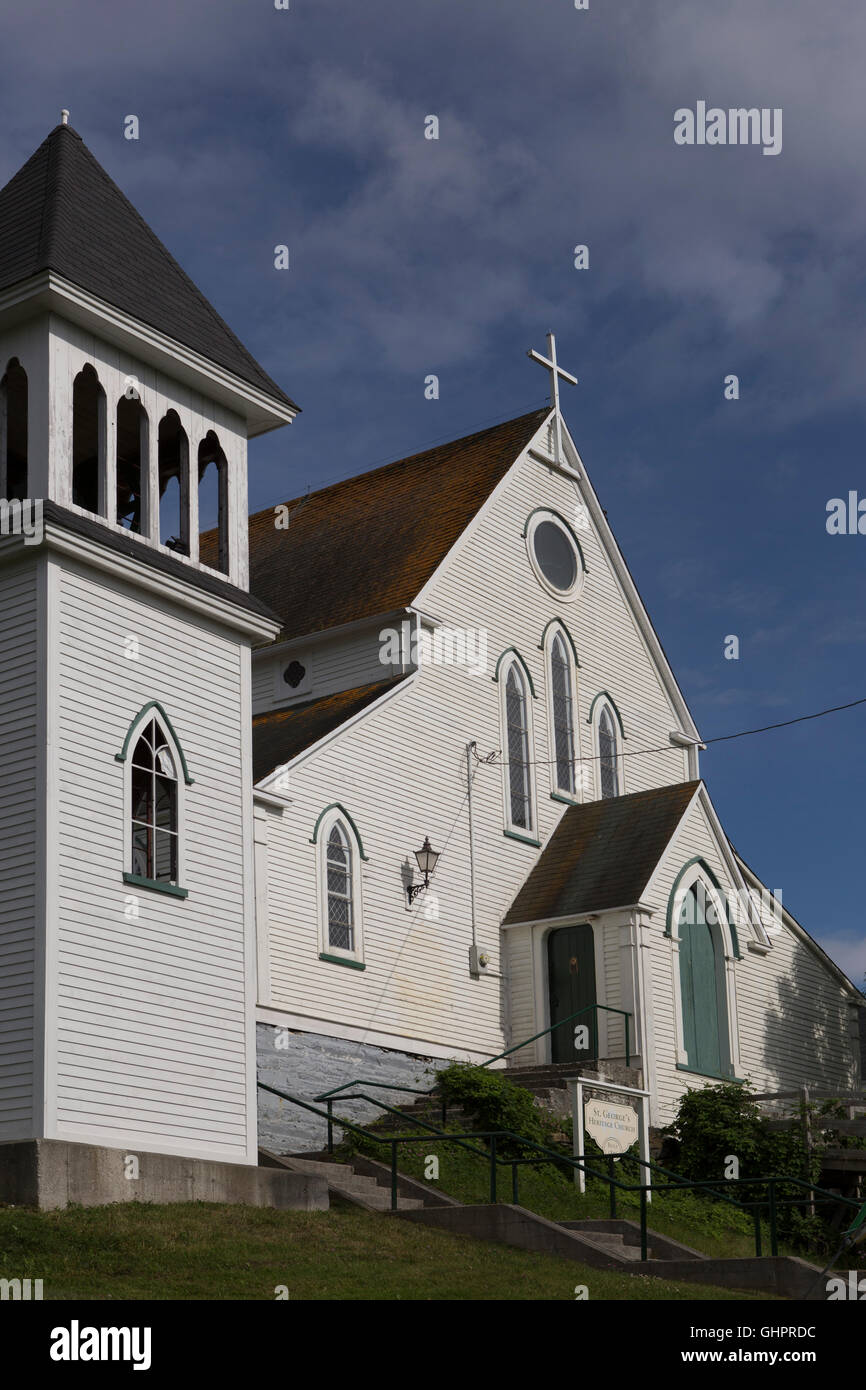 St George's Anglican Church at Brigus in Newfoundland and Labrador, Canada. The building held its frist service in 1877 and is a Stock Photo