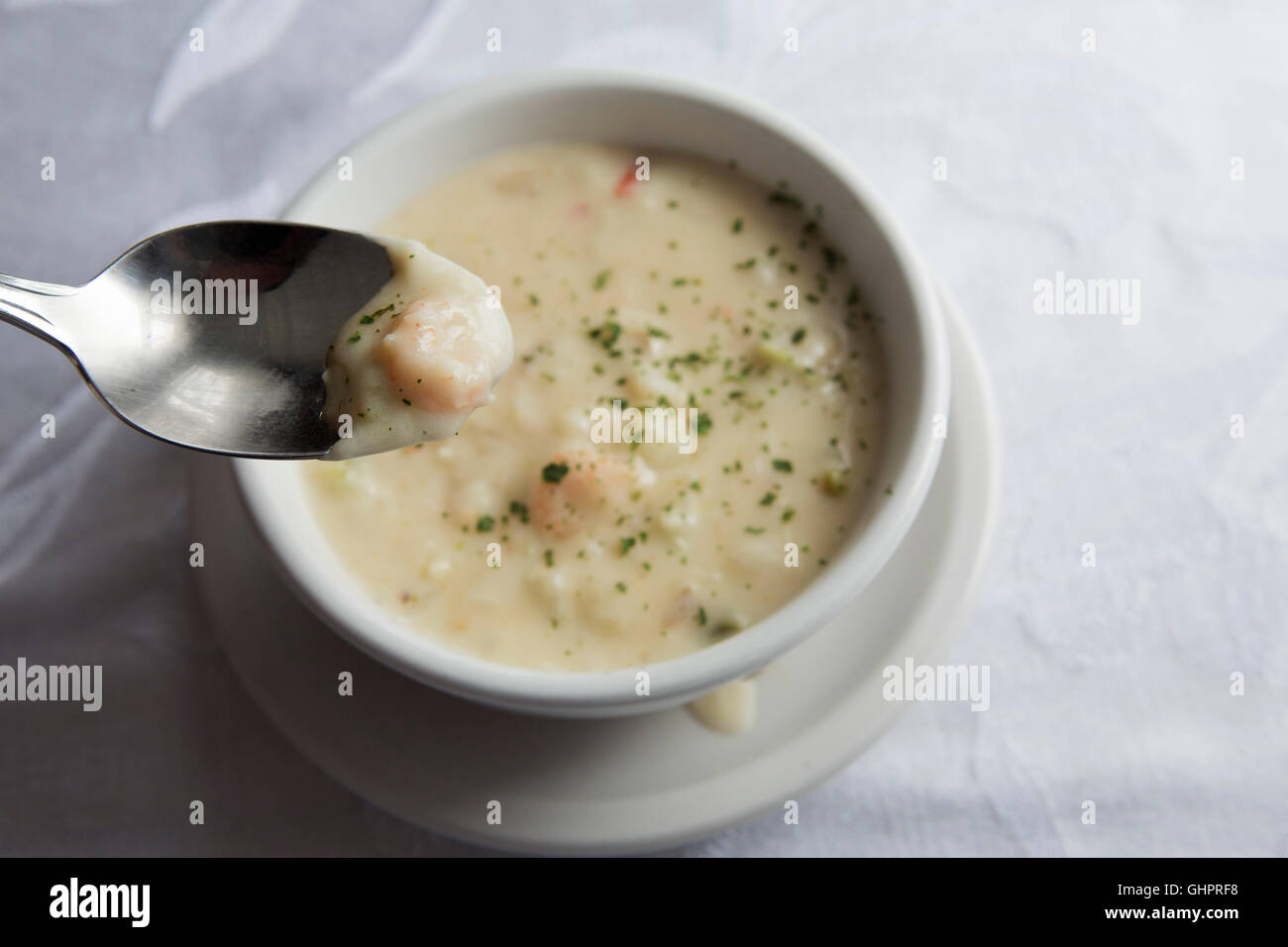 A traditional seafood chowder is served at Cupids in Newfoundland and