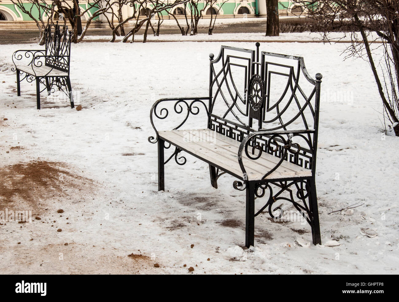 Benches in the Park near Hermitage Stock Photo - Alamy
