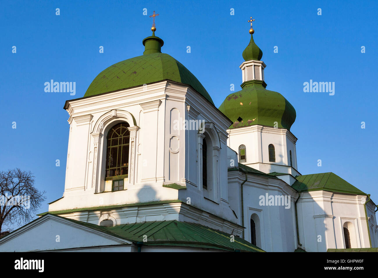 The Church of St. Nicholas Prytysk located on historical neighborhood of Podol in Kiev, Ukraine. Stock Photo