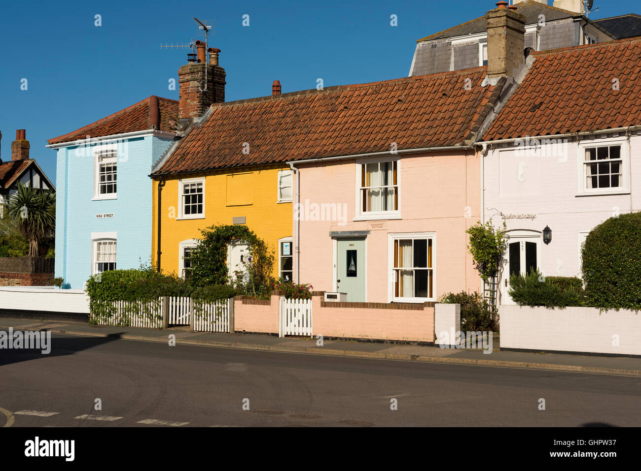 Colourful Painted Terraced Cottages And Houses In Aldeburgh
