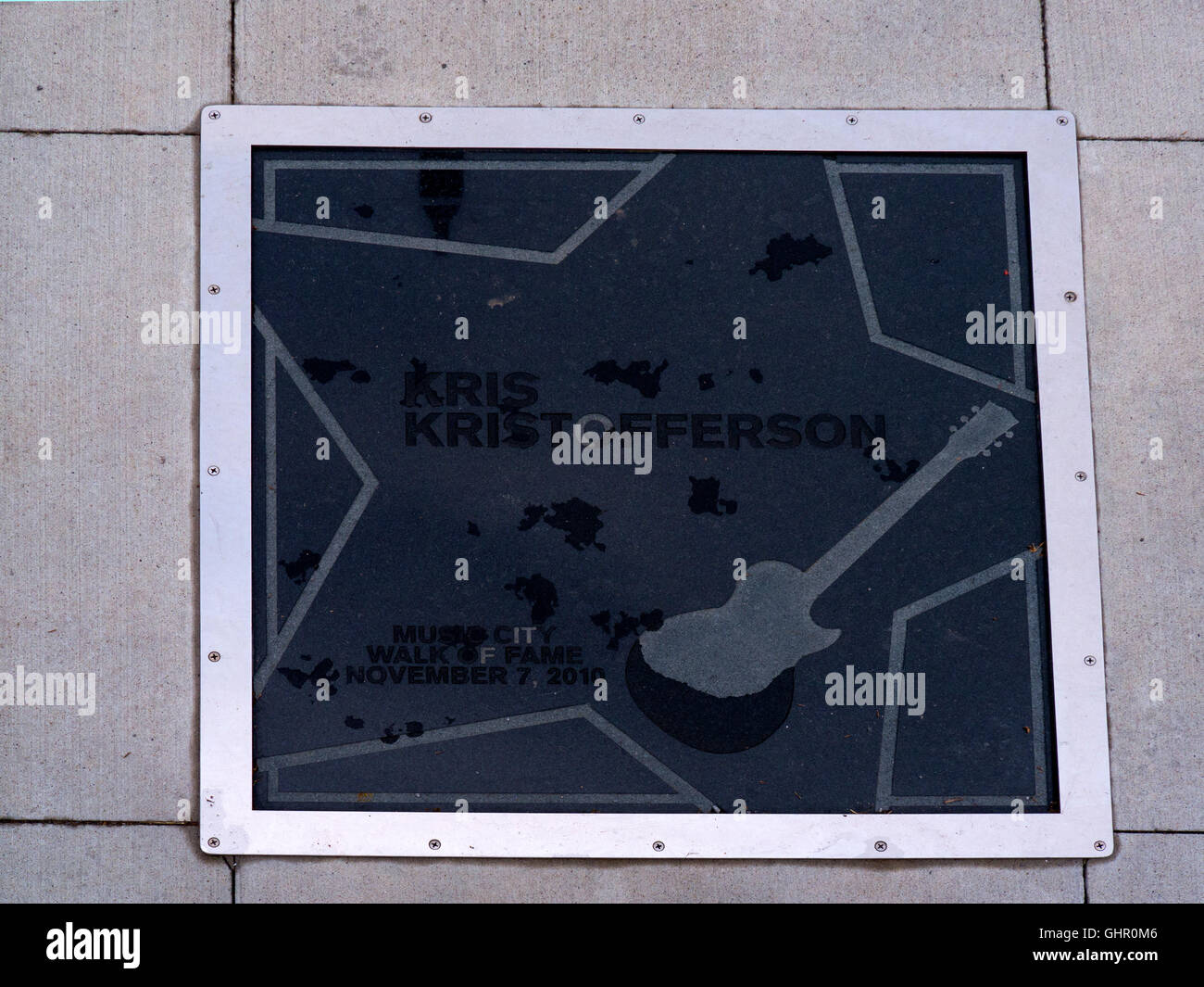 Walk of Stars on the pavement outside the Country Music Hall of Fame in Nashville Tennessee USA Stock Photo