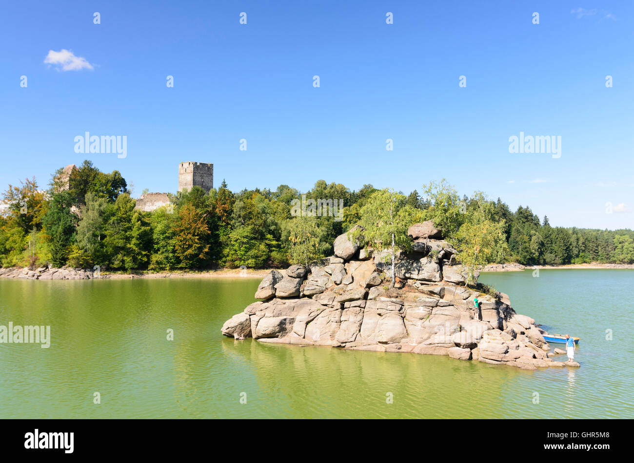 Waldhausen: Ottenstein reservoir with Lichtenfels Castle, Austria, Niederösterreich, Lower Austria, Waldviertel Stock Photo