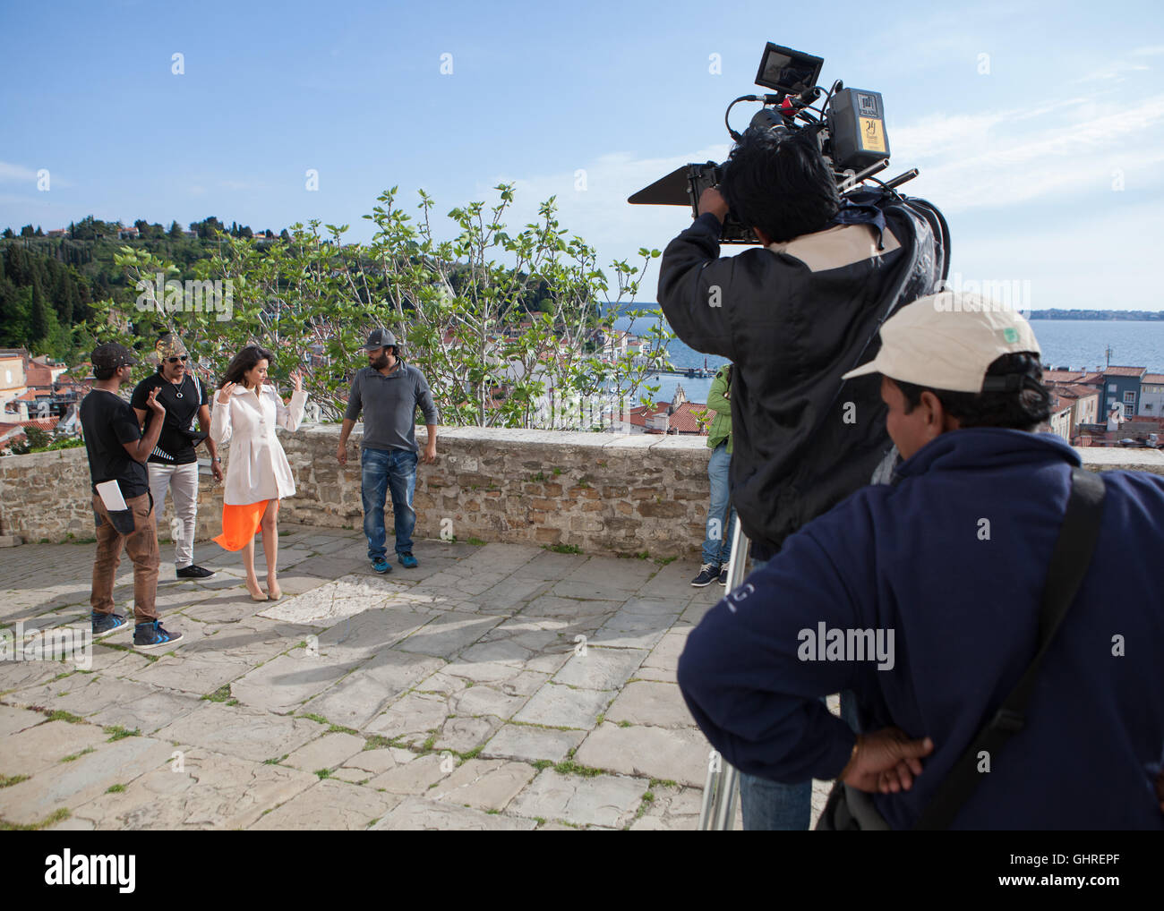 Making of a Bollywood movie in Piran,Istria,Slovenia Stock Photo