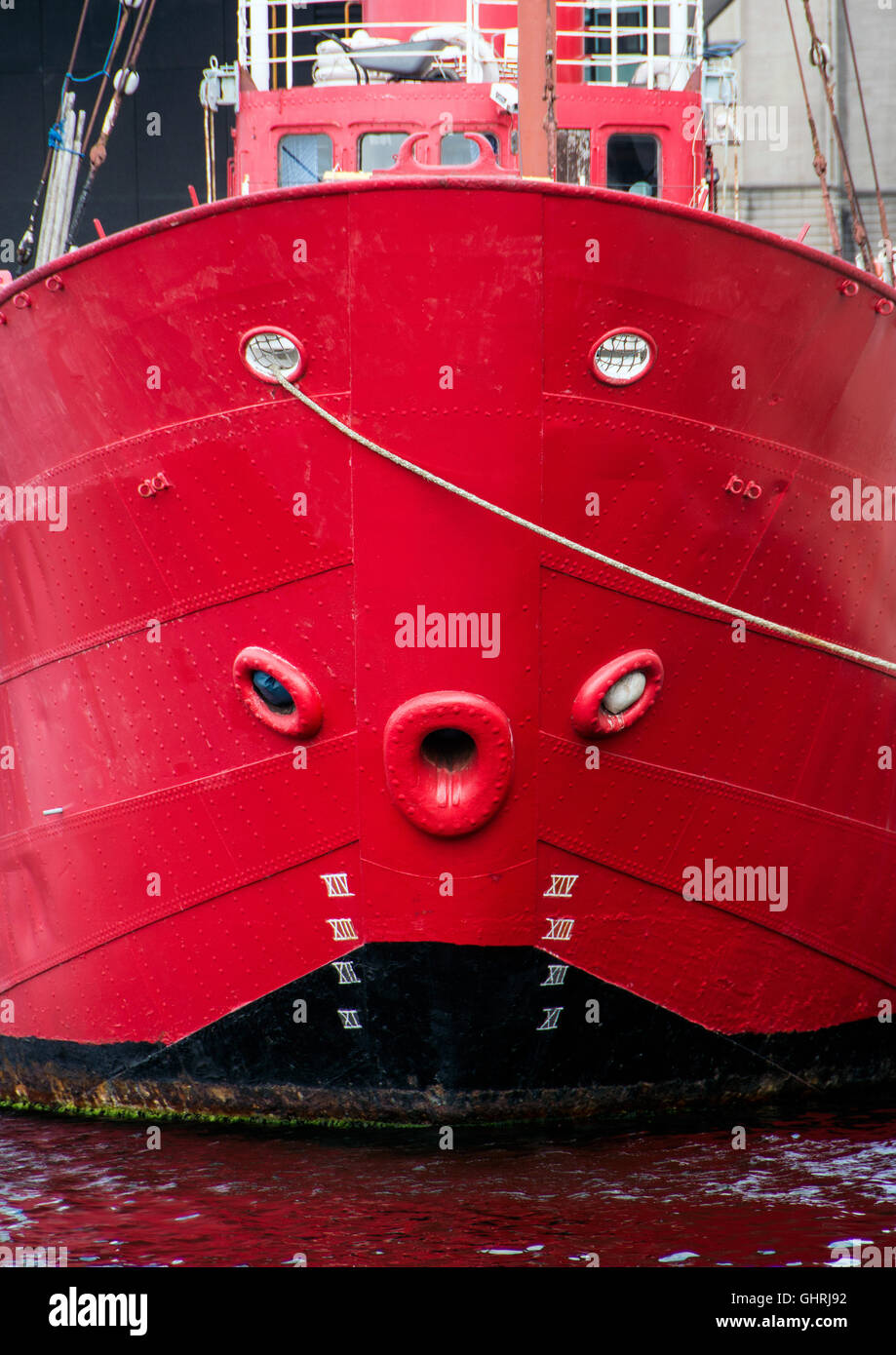 The bow of the Liverpool Lightship 'Planet' Stock Photo