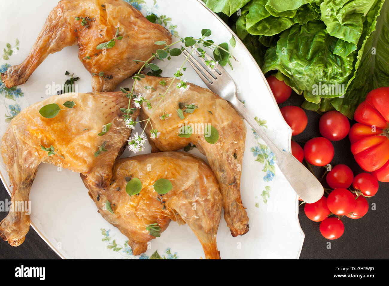 Roasted Chicken Legs Marjoram Flavored Stock Photo Alamy