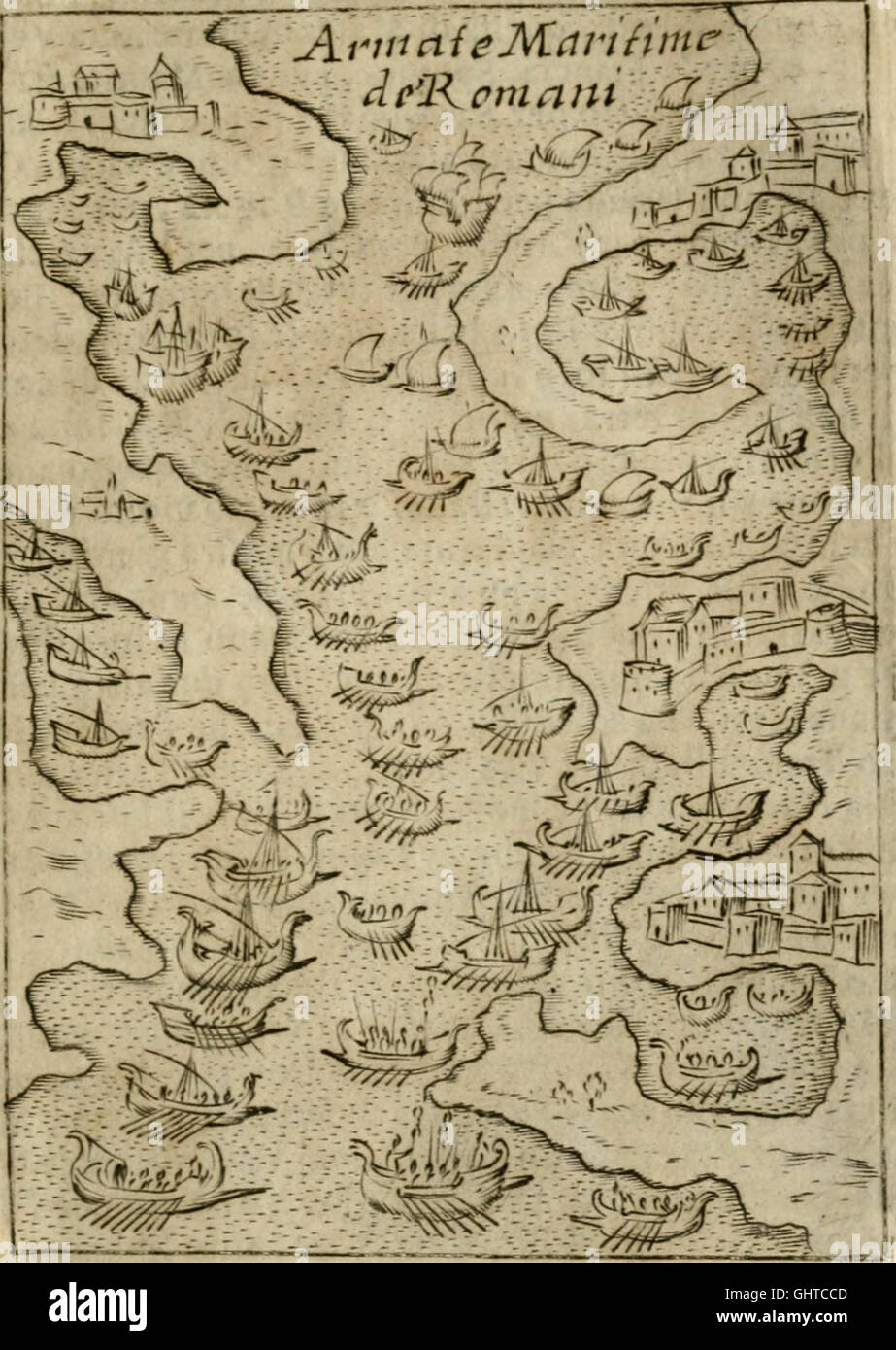 Ritratto di Roma antica - nel qvale sono figvrati i principali tempij, theatri, anfiteatri, cerchi, naumachie, archi trionfali, curie, basiliche, colonne, ordine del trionfo, dignita militari, e Stock Photo