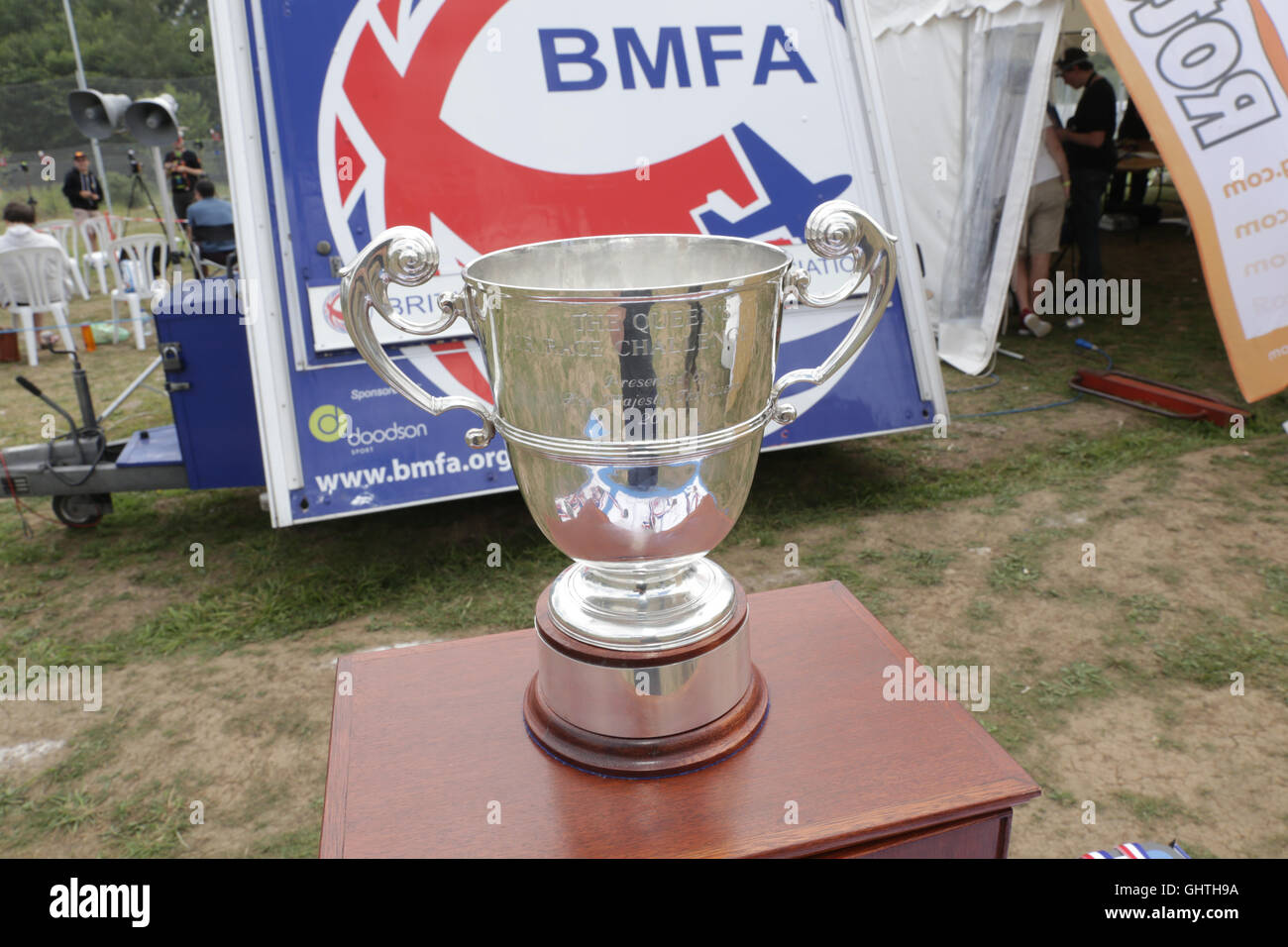 Drone Racing Queen's Cup 2016.  The Queen's Cup Trophy at the UK drone racing competition, The Queen's Cup. Stock Photo