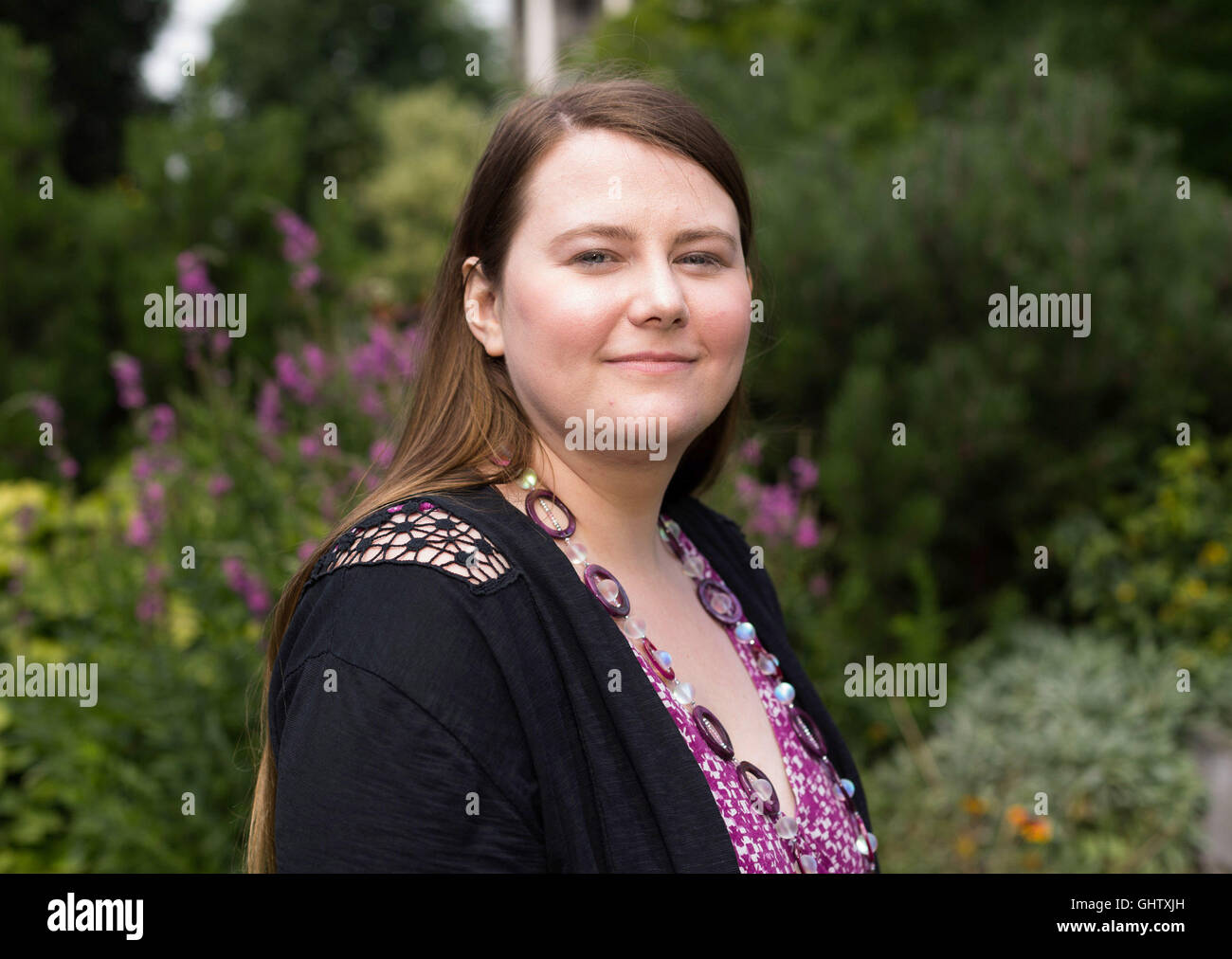 Vienna, Austria. 3rd Aug, 2016. Natascha Kampusch, who was held captive and abused for years, pictured during a dpa interview in the Burggarten park in Vienna, Austria, 3 August 2016. The 28-year-old is set to publish her new book Natascha Kampusch: 10 Jahre Freiheit" (lit. Natascha Kampusch: 10 years of freedom). PHOTO: PETER TRYKAR/DPA/Alamy Live News Stock Photo