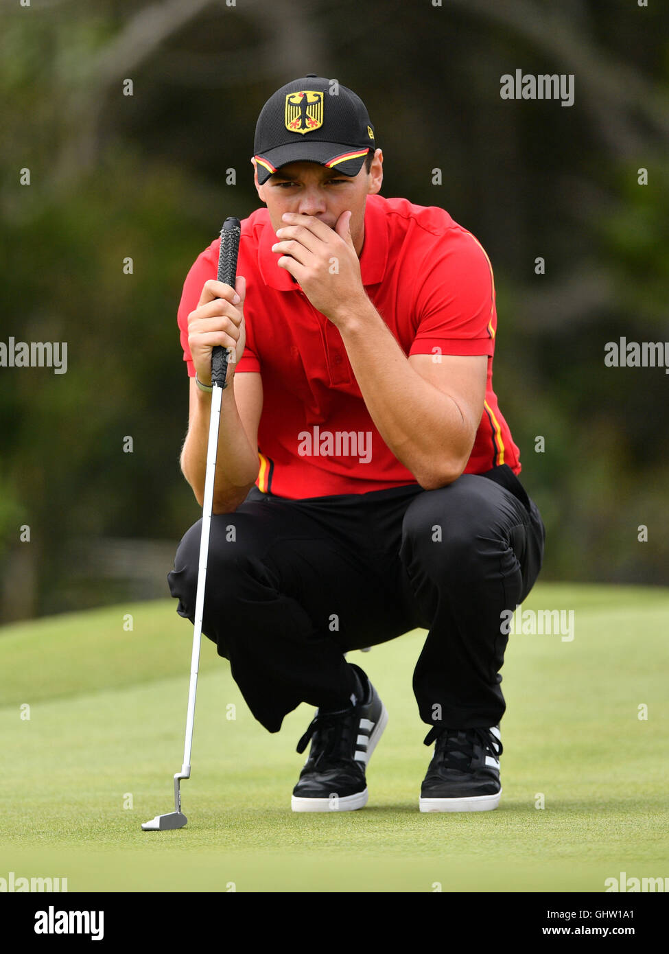 Rio de Janeiro, Brazil. 11th Aug, 2016. Martin Kaymer of Germany is seen during the Men's Individual Stroke Play Round 1 of the Golf events during the Olympic Games at the Olympic Golf Course in Rio de Janeiro, Brazil, 11 August 2016. Photo: Lukas Schulze/dpa/Alamy Live News Stock Photo