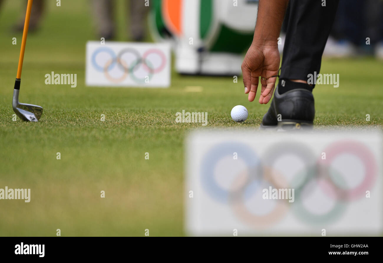 Rio de Janeiro, Brazil. 11th Aug, 2016. Anirban Lahiri of India during the Men's Individual Stroke Play Round 1 of the Golf events during the Olympic Games at the Olympic Golf Course in Rio de Janeiro, Brazil, 11 August 2016. Photo: Lukas Schulze/dpa/Alamy Live News Stock Photo