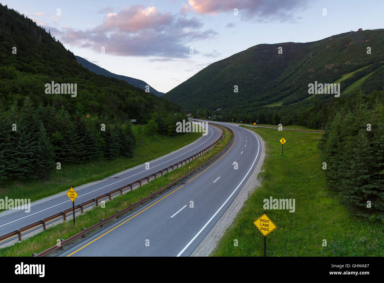 Franconia Notch Parkway in the northern section of Franconia Notch State Park in the New
