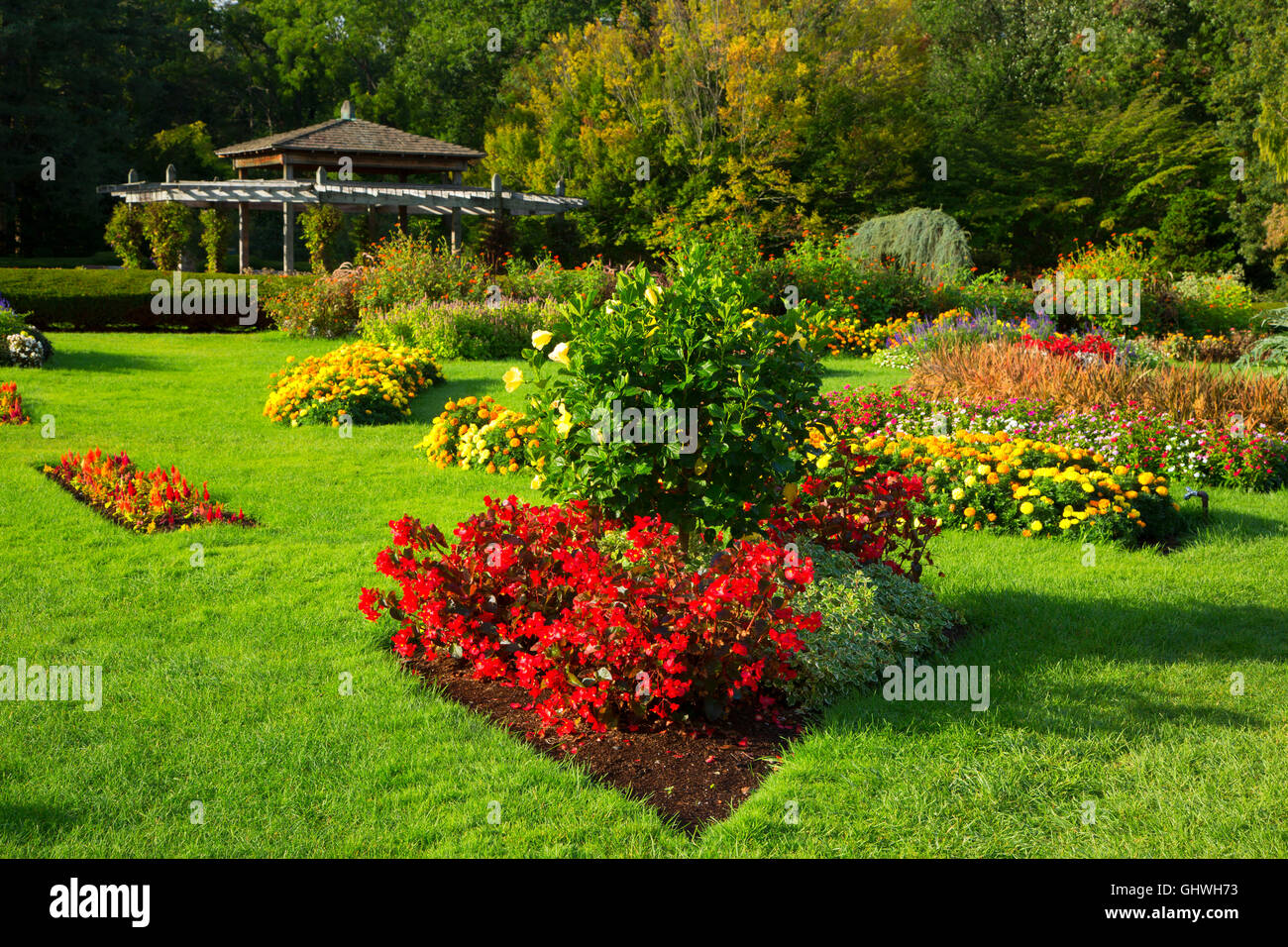 Perennial Garden gazebo, Elizabeth Park, Hartford, Connecticut Stock