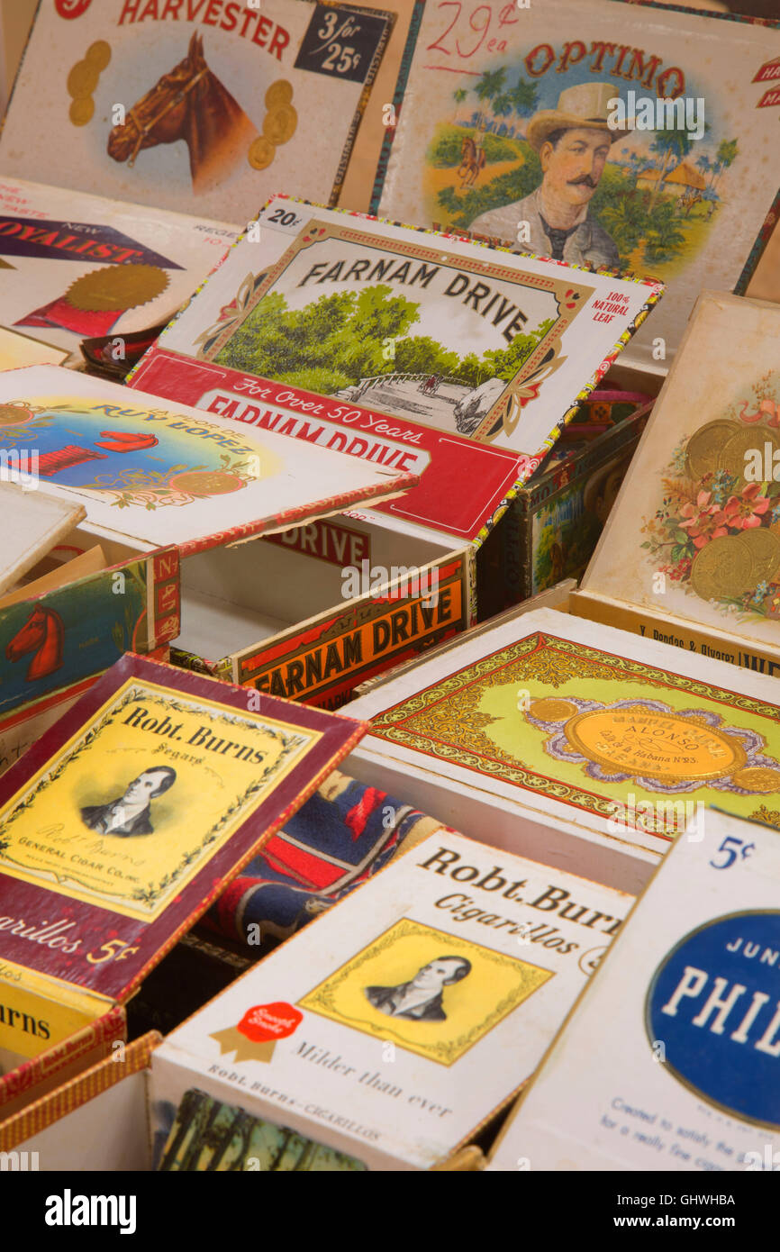 Cigar boxes, Connecticut Valley Tobacco Museum, Northwest Park, Windsor