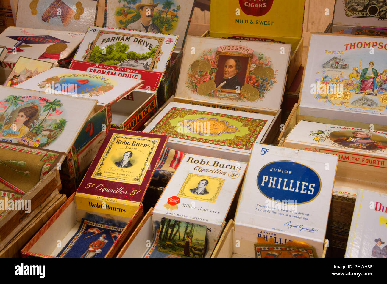Cigar boxes, Connecticut Valley Tobacco Museum, Northwest Park, Windsor