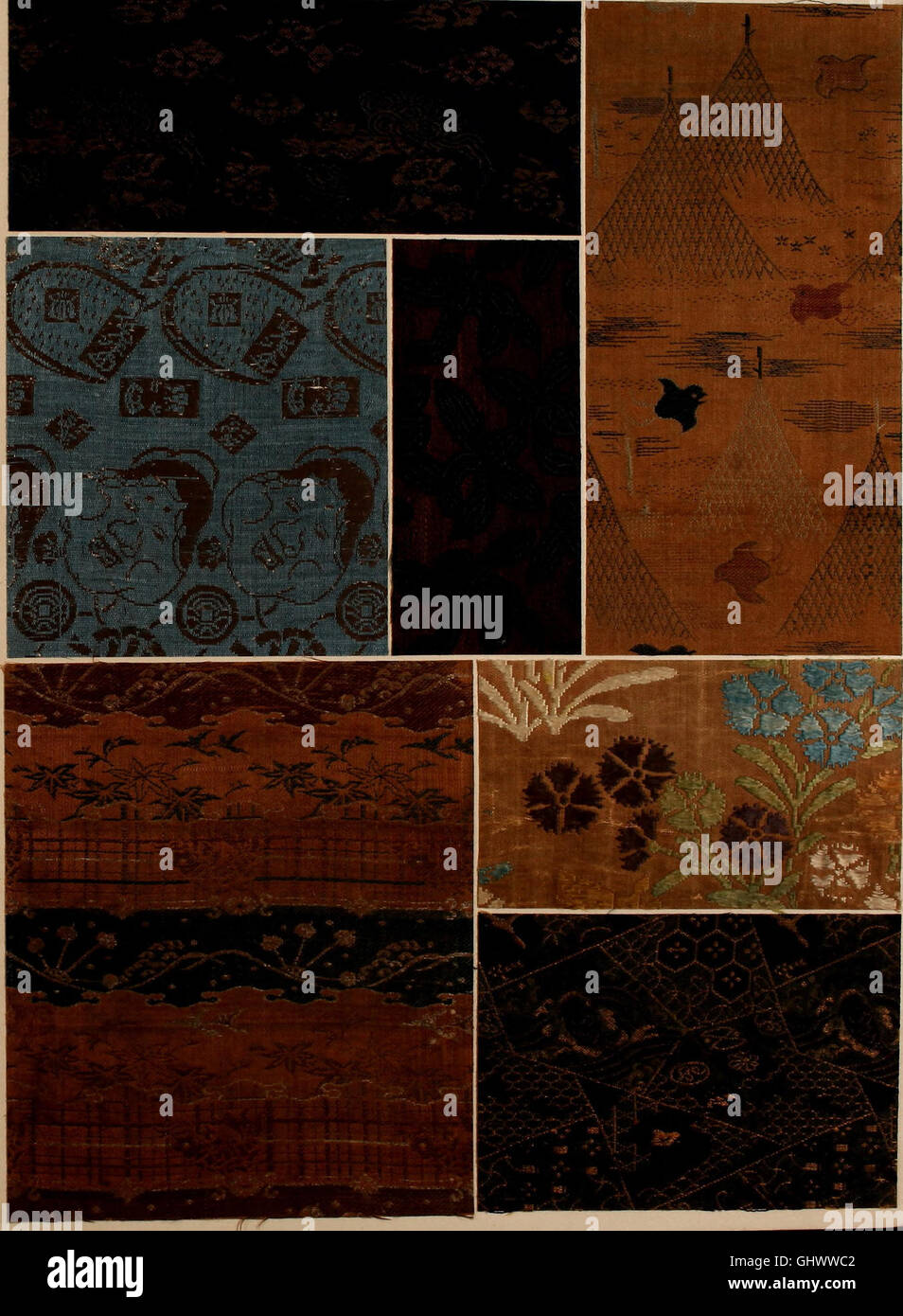 A collection of textile samples from the Oriental world, dated 1700 ...
