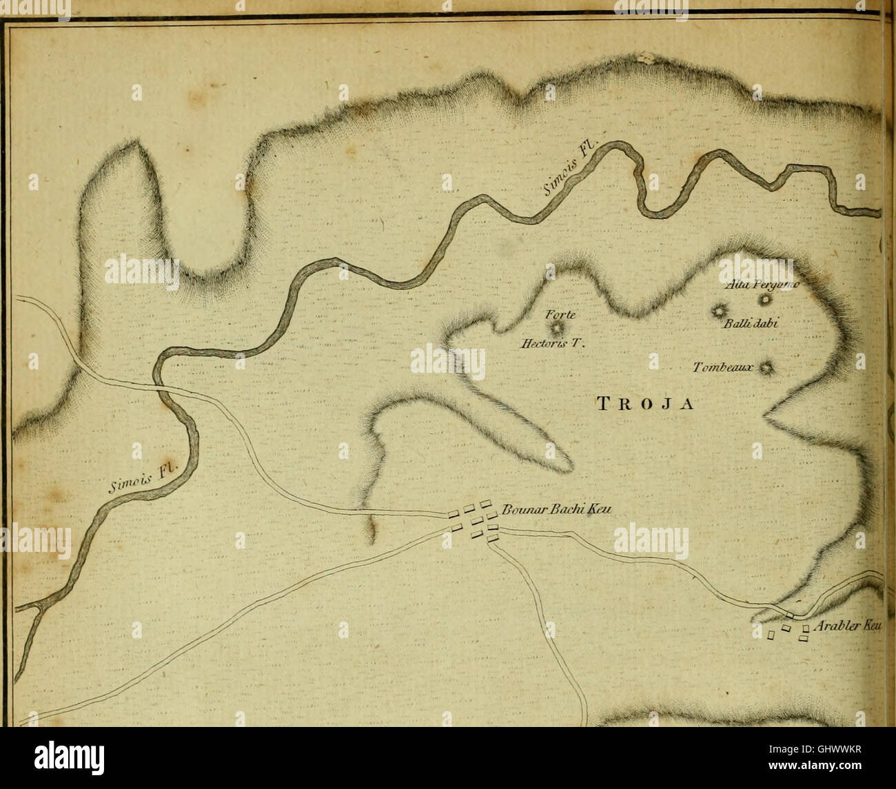 Description of the plain of Troy - with a map of that region, delineated from an actual survey - read in French before the Royal Society of Edinburgh, Feb. 21 and 28 and March 21 1791 (1792) Stock Photo