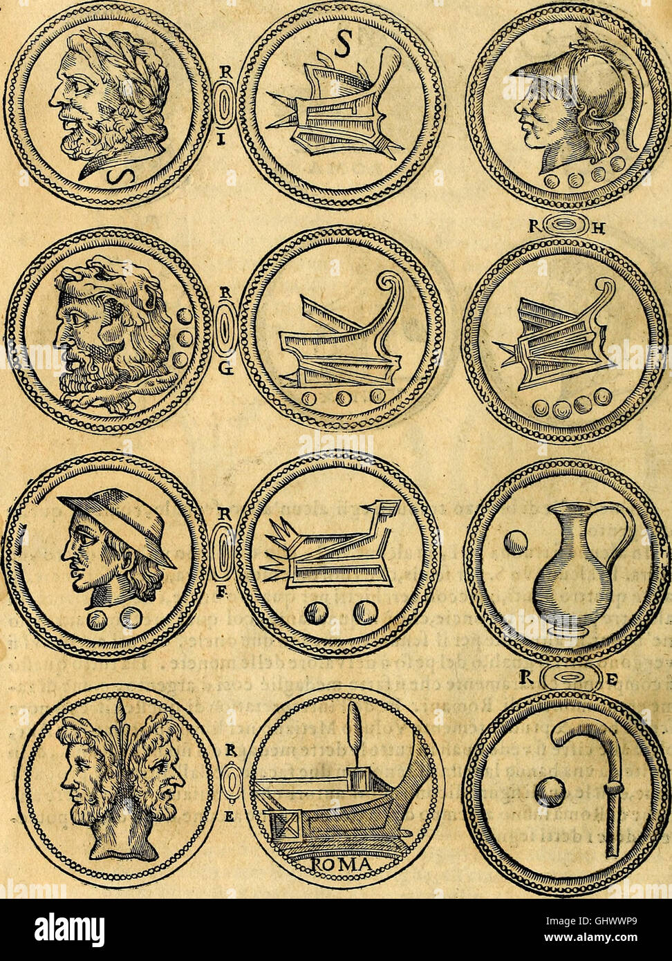 Dialoghi di don Antonio Agostini archivescovo di Taracona, intorno alle medaglie, inscrittioni, and altre antichità (1625) Stock Photo